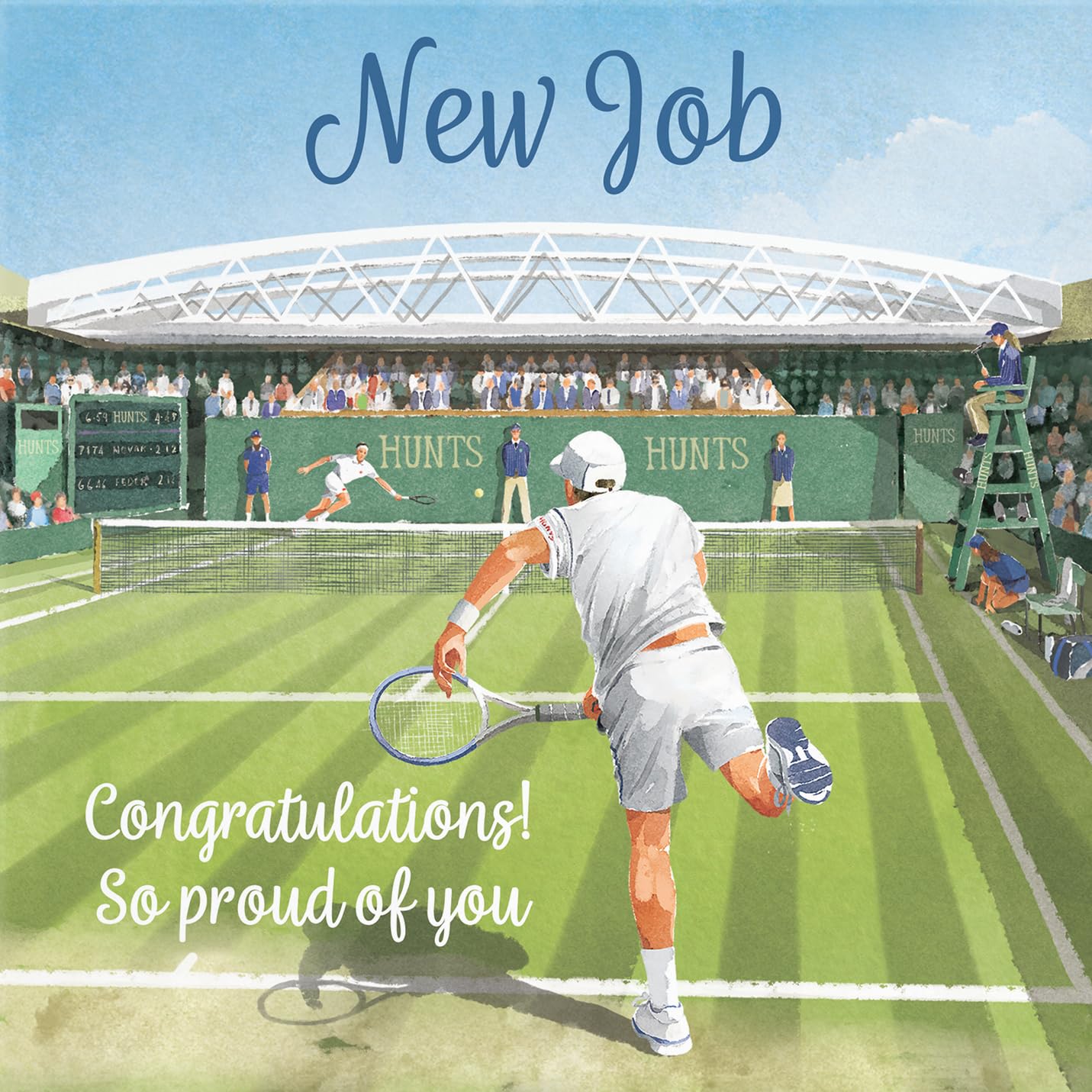 Hunts England - New Job Congratulations Tennis Card For Him - Milo's Gallery - Tennis Congratulations Card - For Tennis Lover - For Men, Friend, Colleague - Congratulations/Well Done For New Job - Image 2