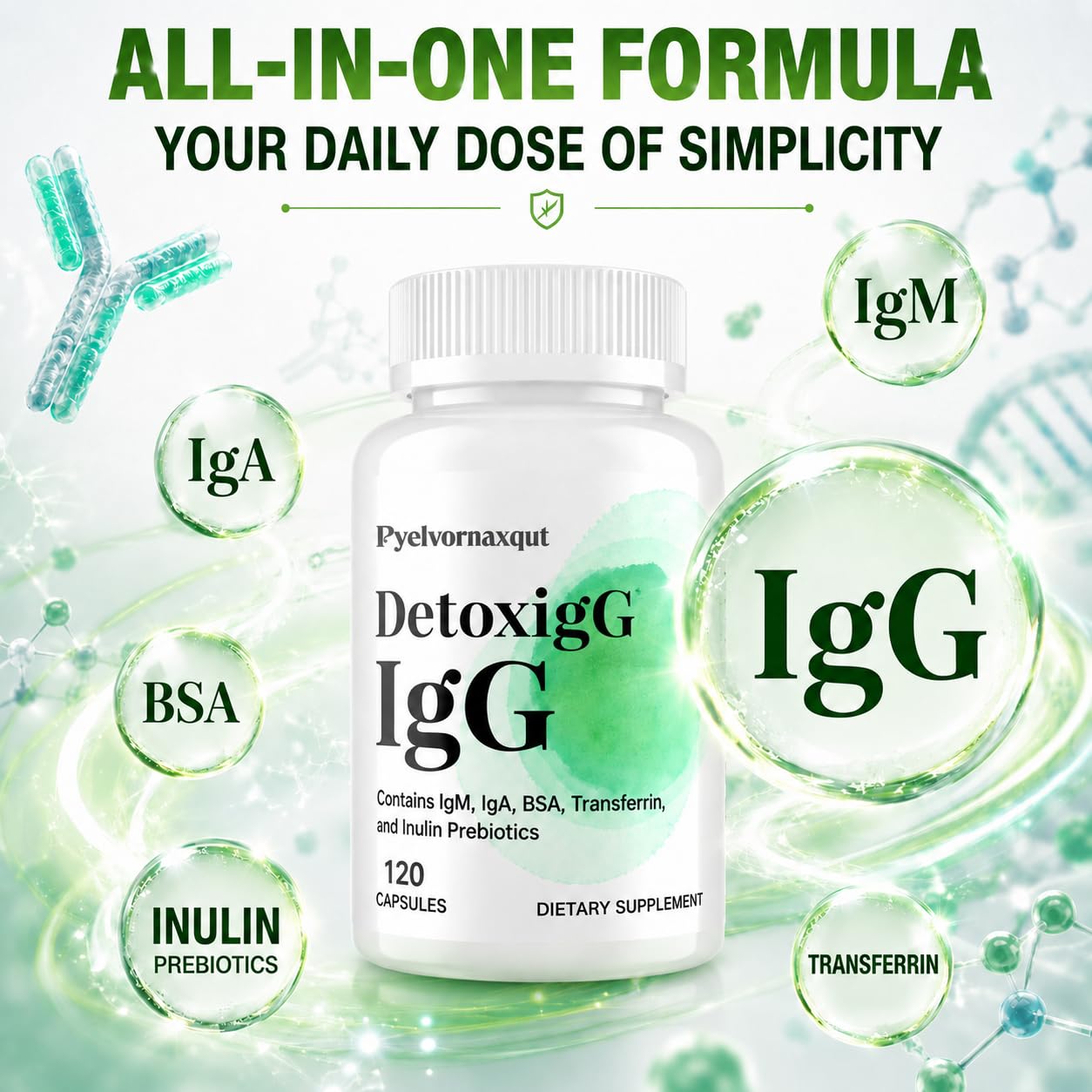 IgG Immunoglobulin Supplement - Bovine Colostrum Supplement Alternative - Dairy Free Bovine Immunoglobulin with IgM, IGA & Inulin Prebiotic Fiber - 120 Capsules — Amazon image 3
