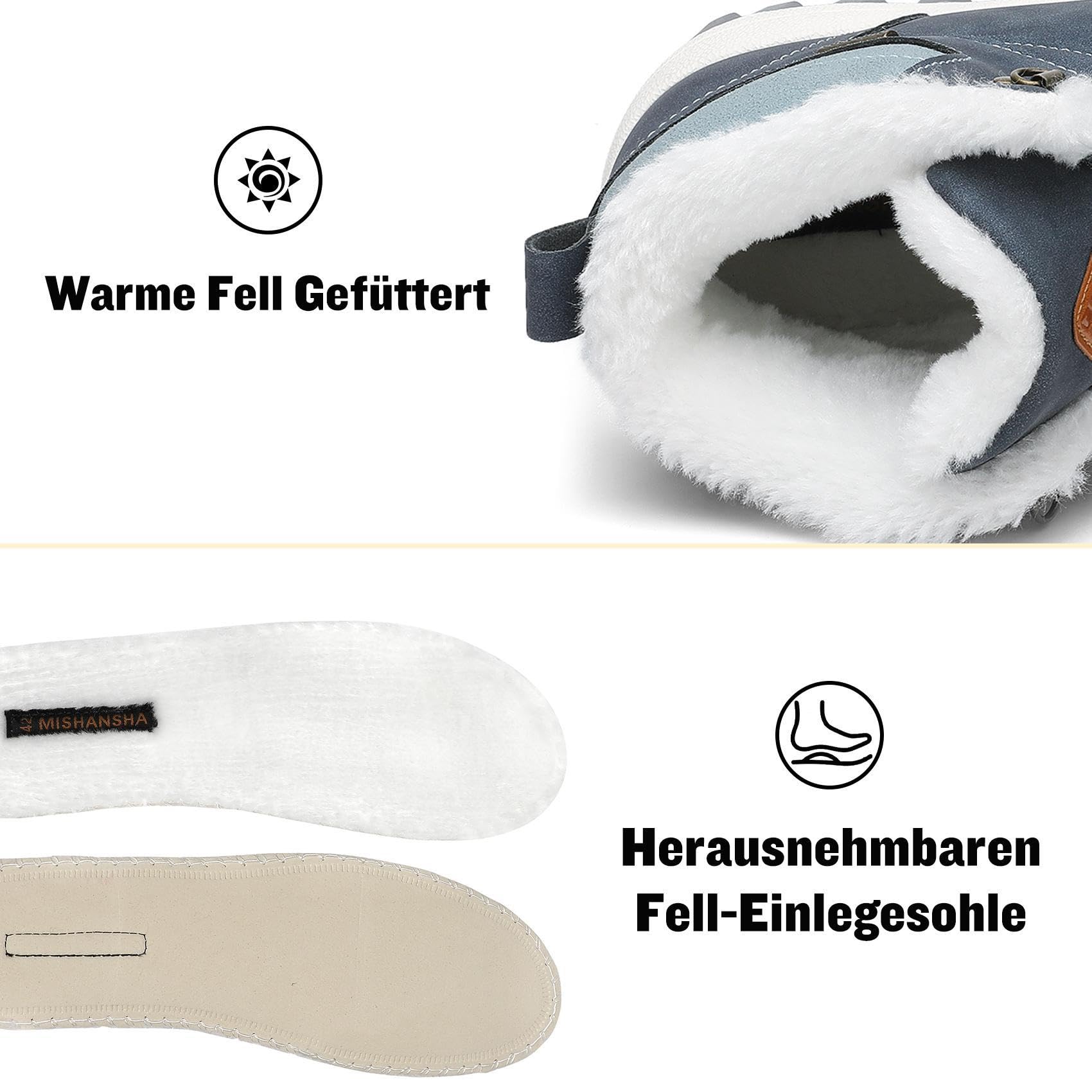 Mishansha Uomo Scarpe Invernali Donna Stivali da Neve Calda Impermeabili Outdoor Sneakers da Trekking Taglia 36-48 EU