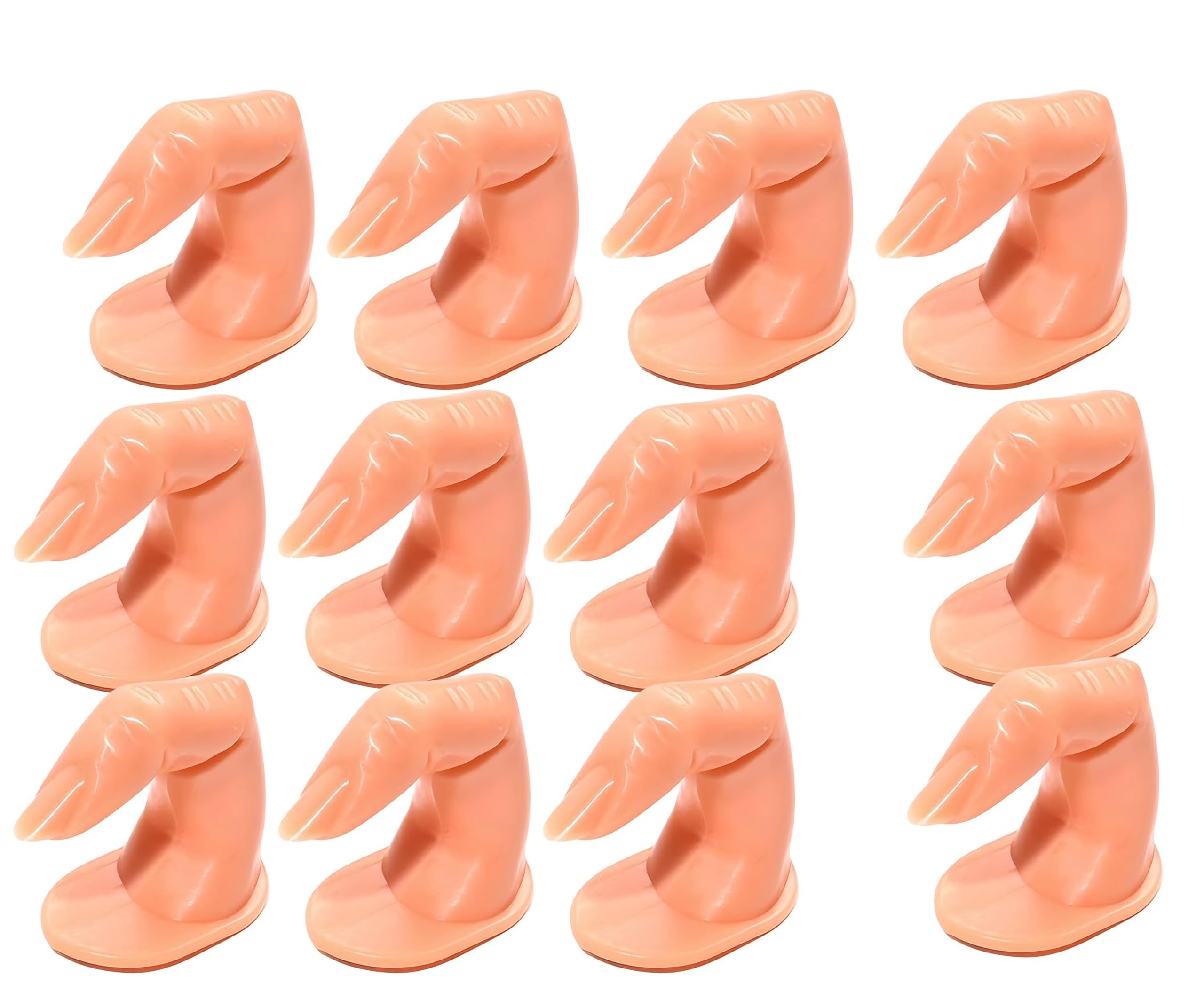 12pcs Practice Manicure Fingers with False Nails, Decoration Training Fingers for Acrylic, Gel and Nail Art