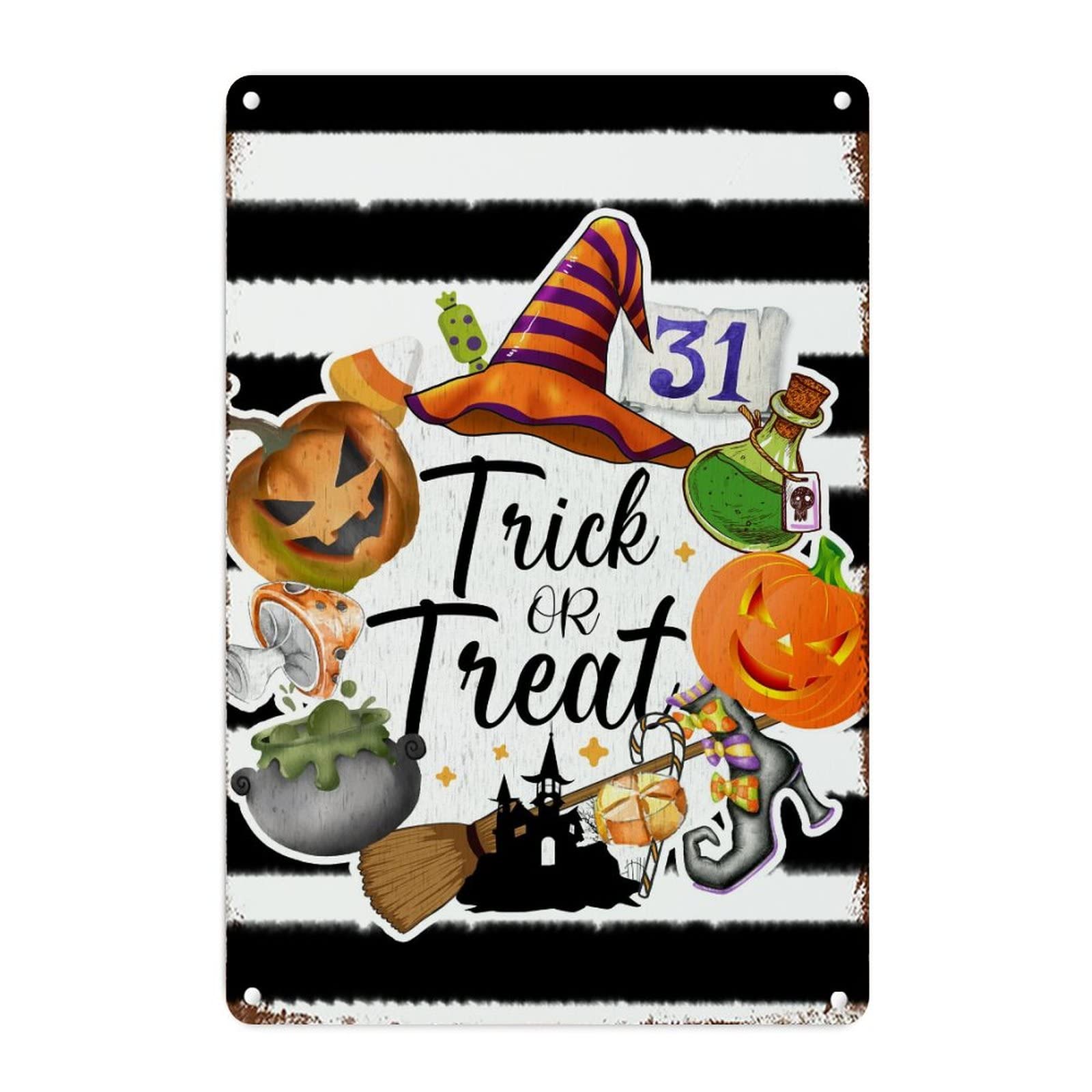 Panneau mural Halloween métal réutilisable Trick or Treat plaque solide qui ne se déchire pas