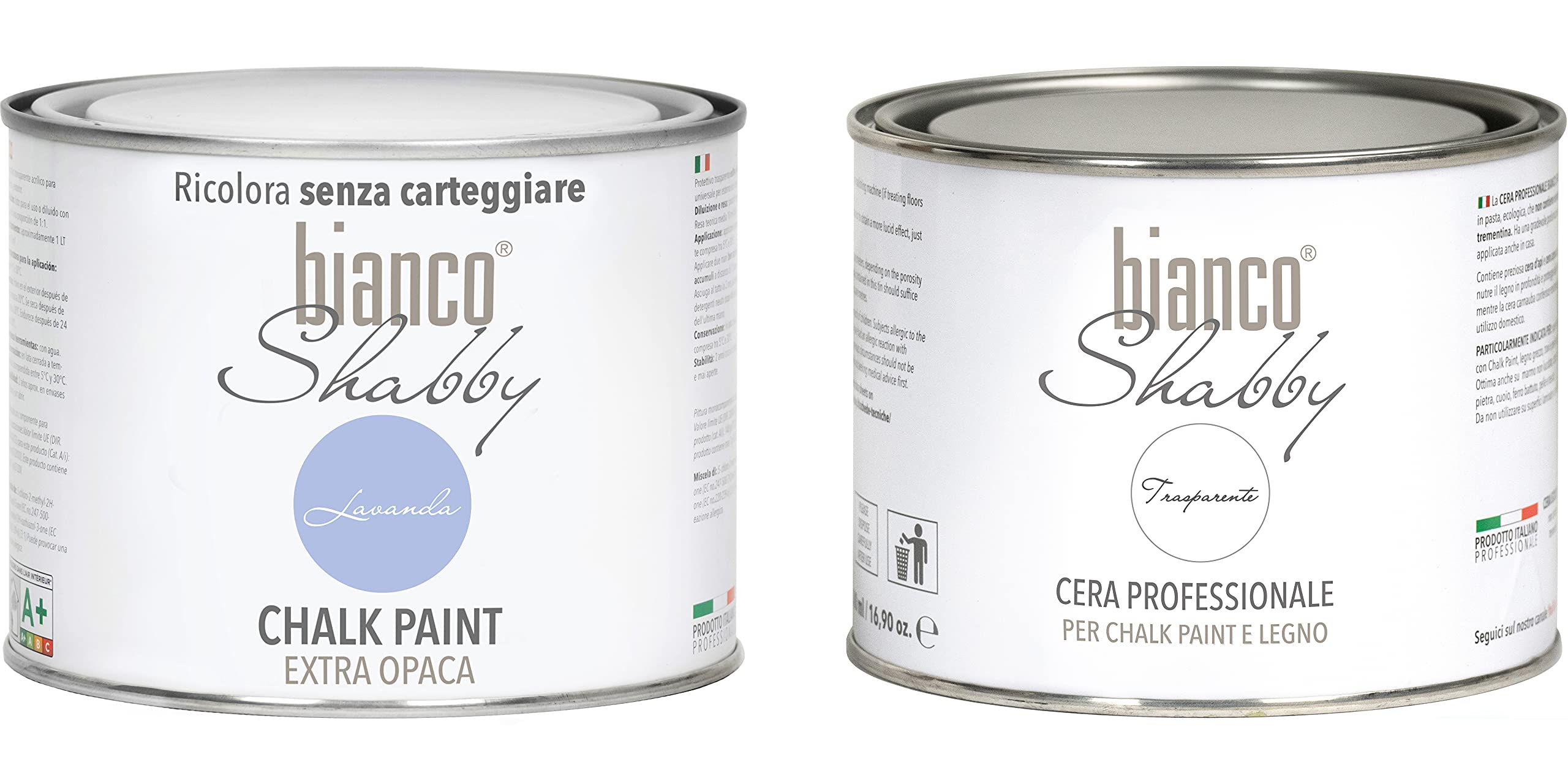 Chalk Paint Lavanda & Cera Neutra Pintura Shabby Chic (500 ml) + Cera Profesional (500 ml)