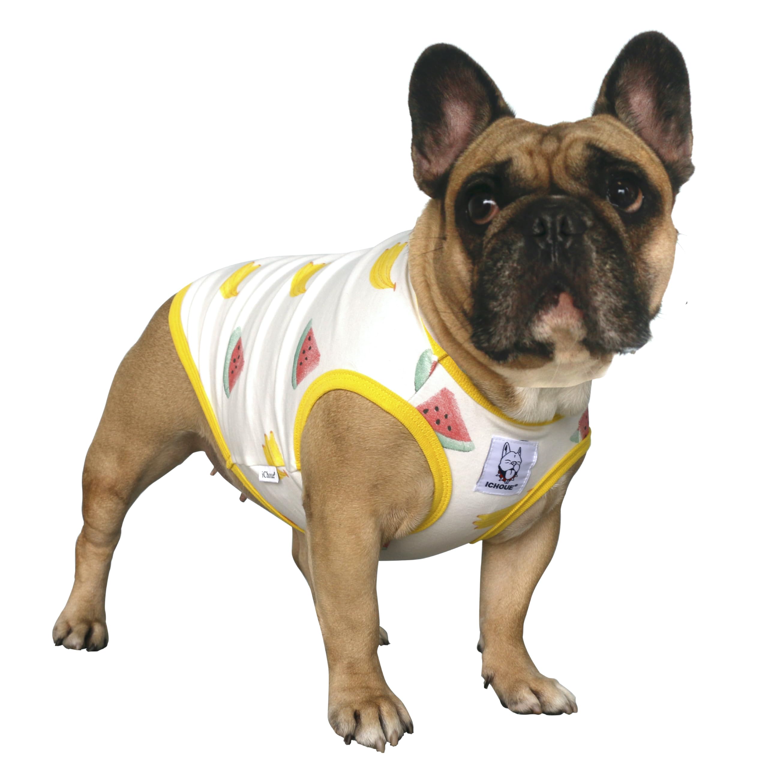 iChoue French Bulldog Cartoon T Shirts Cute Clothes for Medium Dogs Vest Tank Tops Large Frenchie Pug English Boston Terrier Pitbull Watermelon Banana
