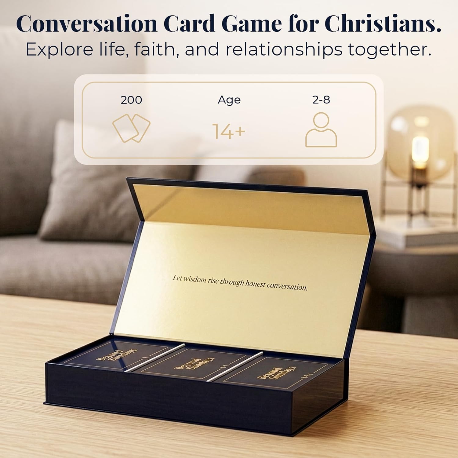 Christian Conversation Cards | Faith Card Game, 200 Cards, 3 Levels | Premium Magnetic Gift Box | Perfect for Small Groups, Date Nights, Family Dinners & Road Trips | Ages 14+
