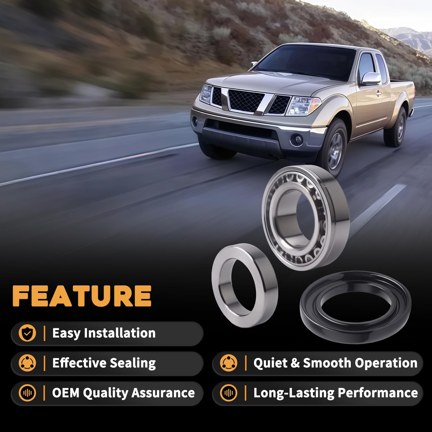 2 Set Rear Axle Shaft Wheel Bearing Inner Spacer Oil Differential Seal Kit Fit For Nissan Titan 04-07 Fit For Nissan Frontier 05-17 Fit For Nissan Xterra 06-15# 43252-7S200 43070-7S200 40210-7S210