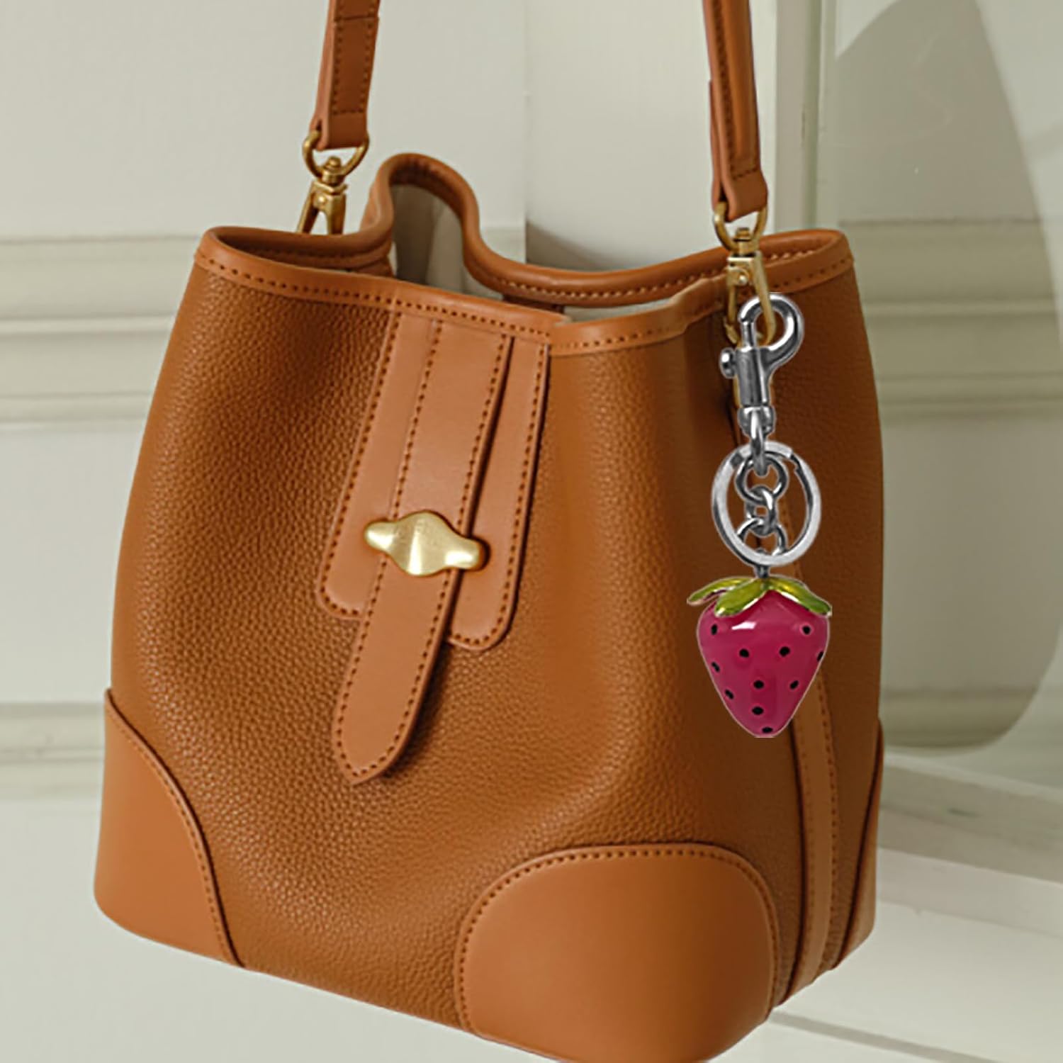 Strawberry Keychain - Cute Bag Charm, Kawaii Strawberry Purse Charm, Fruit Key Chain Gift for Women Girls - Image 2