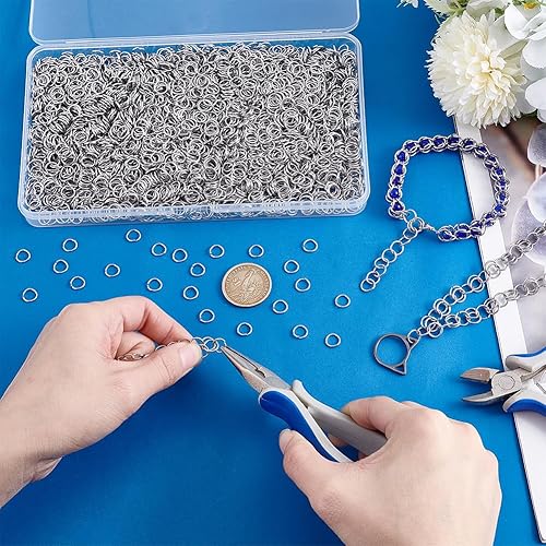 Miniatura 5 de PH PandaHall 2800 anillos abiertos de acero inoxidable 304 de 0.315 pulgadas, anillos de plata para saltar, anillos de conexión de joyería, anillos