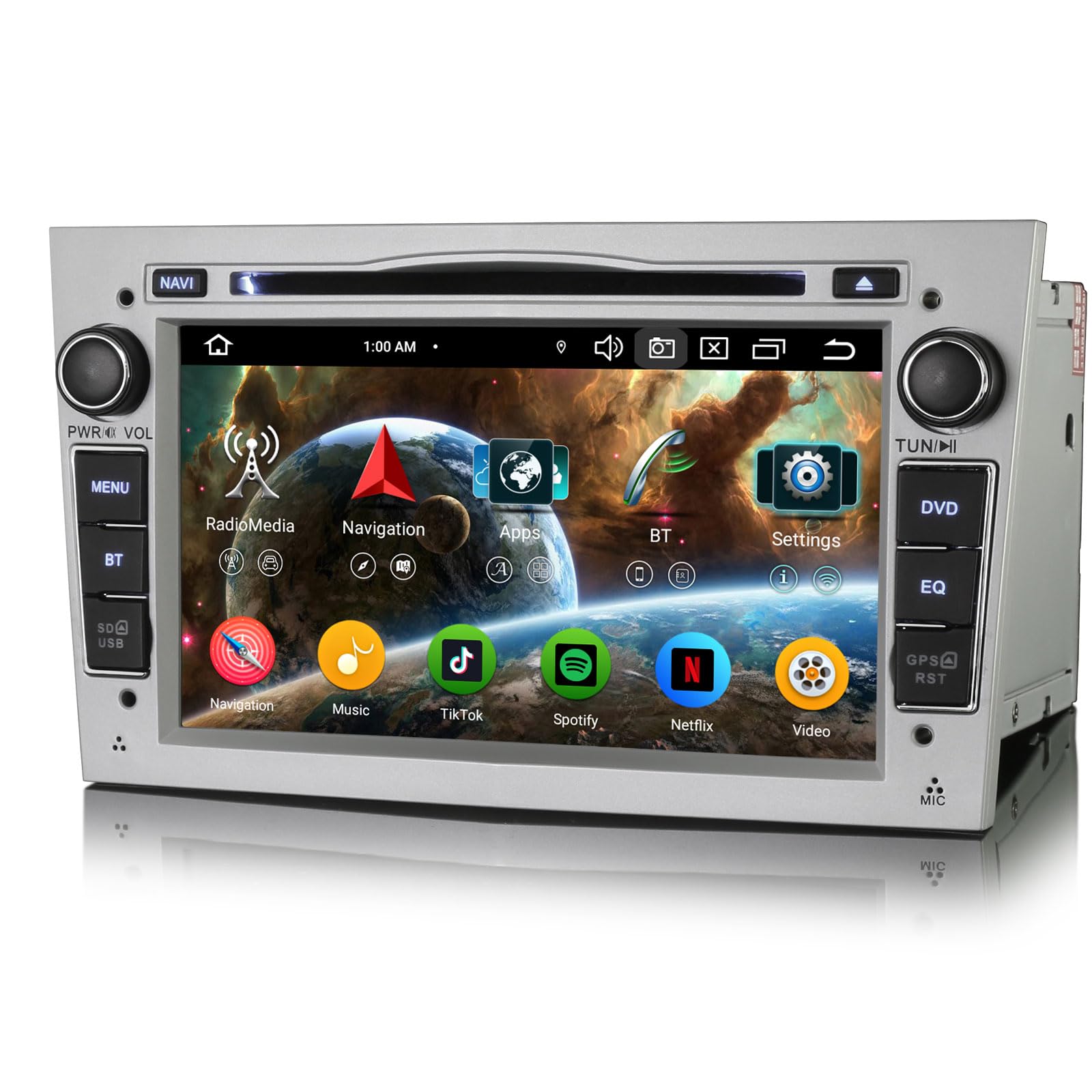 Erisin 8-Core Android 14 4GB+64GB DVD Autoradio GPS Navigatore per Opel Antara Astra Corsa C/D Vectra Meriva Signum Vivaro Zafira Combo 7" Bluetooth 5.0 CarPlay Android Auto WiFi 4G DSP RDS CANbus