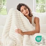 Sasttie Fluffy Comforter Set Queen 3 Pieces - Super Soft & Fuzzy Cream White Comforter Set for Winter Warm Fleece Bedding, 1 Luxury Heavy Faux Fur Down Alternative Comforter with 2 Pillow Cases