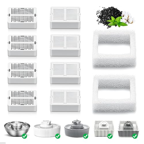 NautyPaws Wave and Cup Cake Porcelain Cat Fountain Filter 8 Carbon Filters 2 Foam Filters Ceramic Pet Fountain Water Dispenser Dog Fountain Replacement Filters(10PACK) - Filter-10 Pack