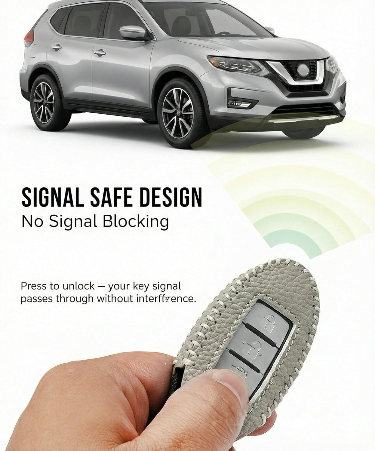 for Nissan Key Fob Cover with Keychain Leather Car Smart Key Case Protector Holder for Nissan Rogue Titan Pathfinder Altima Kicks Murano Frontier Armada Maxima Infiniti (Gray) - Image 5