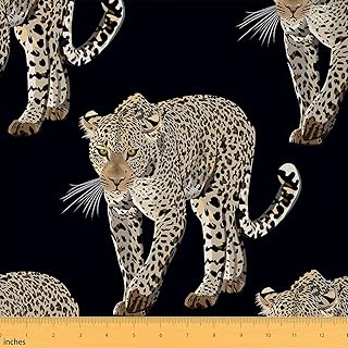 Cheetah Pattern Fabric by The Yard Leopard African Wild Animal Print DIY Craft Hobby Fabric by The Yard Black Dot Wildlife Decorative Fabric for Upholstery and Home Accents,1 Yard
