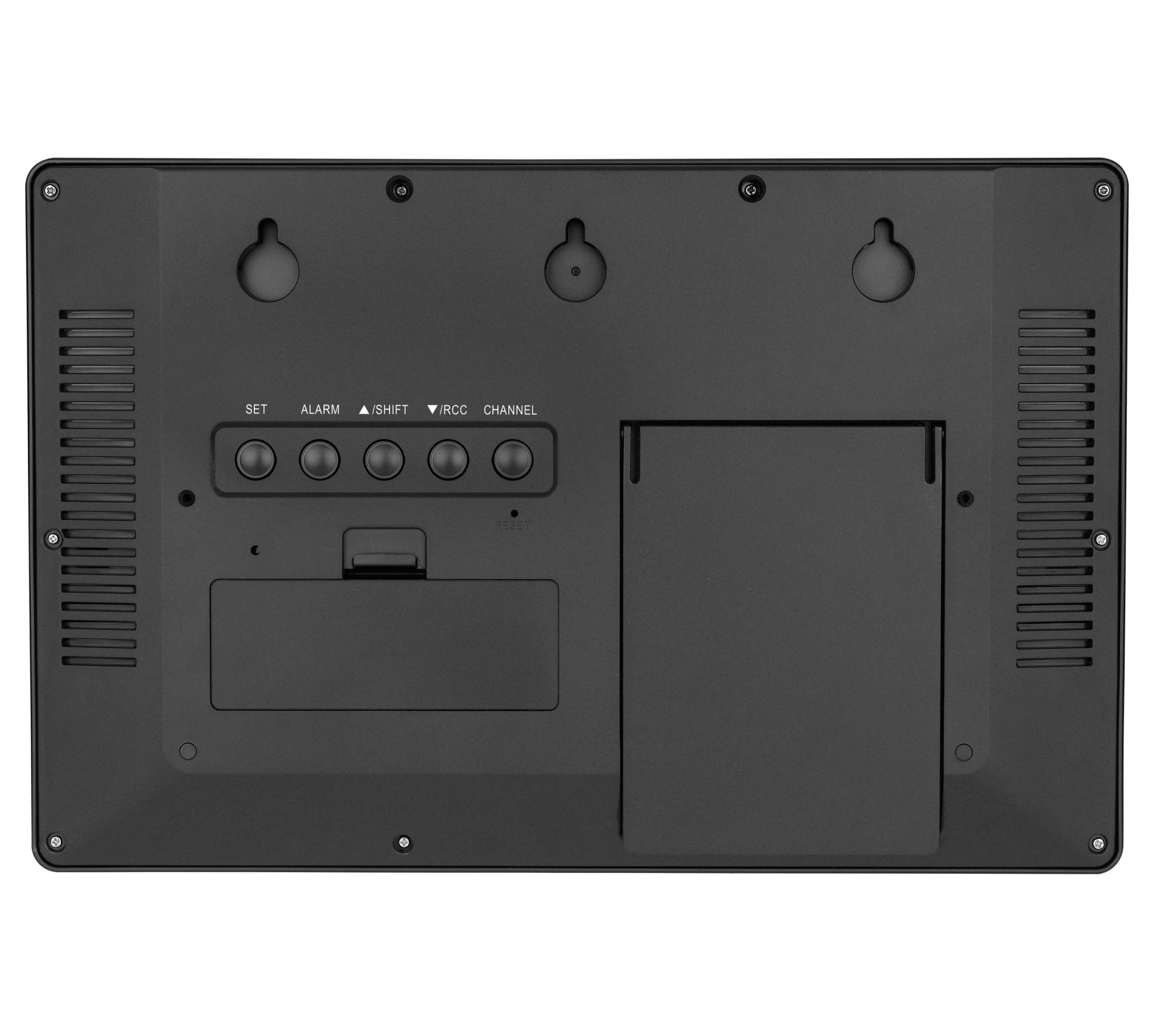 TFA Dostmann Orologio da parete digitale XL, 60.4524.01, con alba e tramonto, sveglia radiocontrollata, cifre grandi, fasi lunari, silenzioso, nero