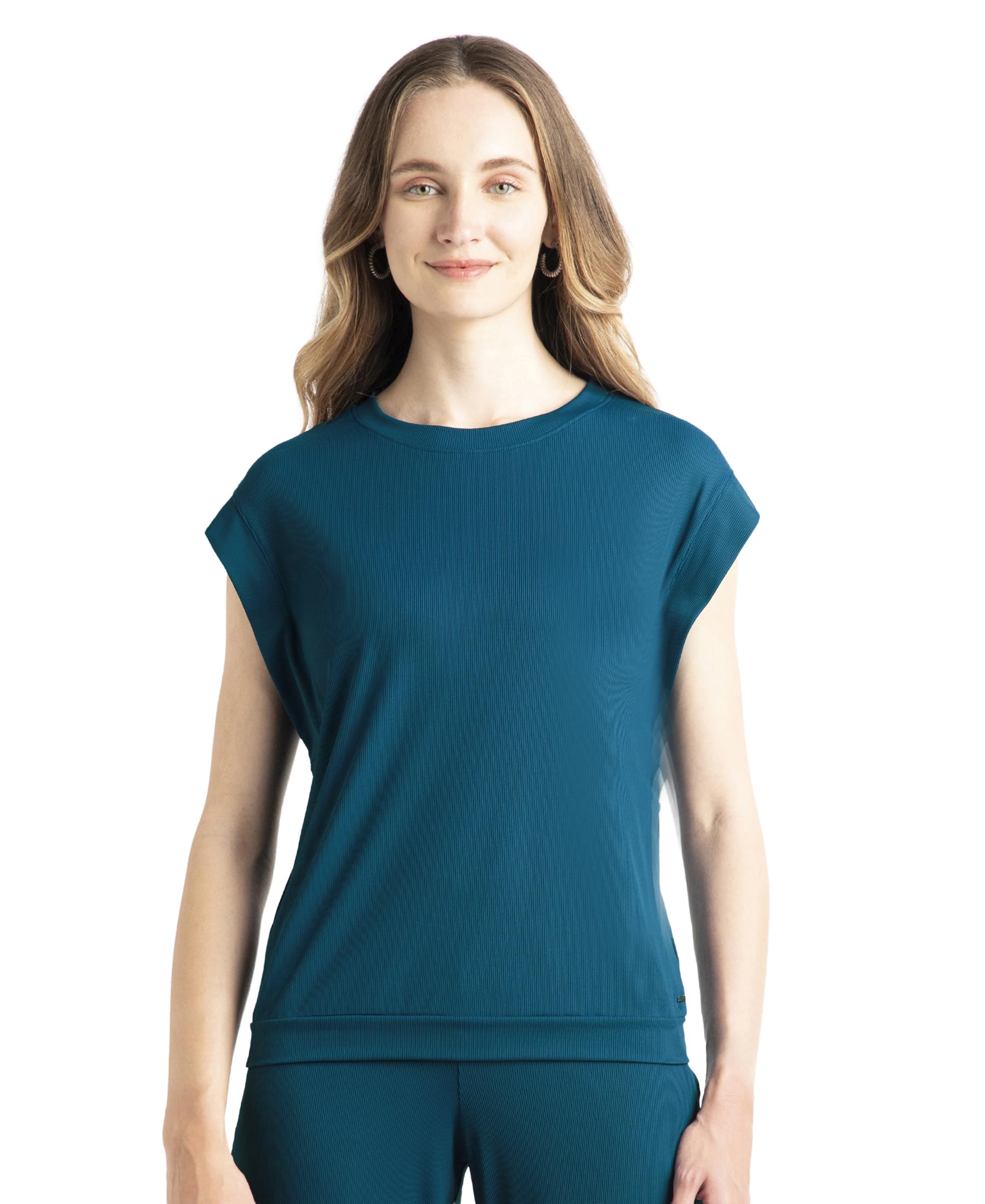 Jockey Groove WZ20 Women's Microfiber Elastane Stretch Hybrid Tank Top with Ribbed Sleeves-picture-17