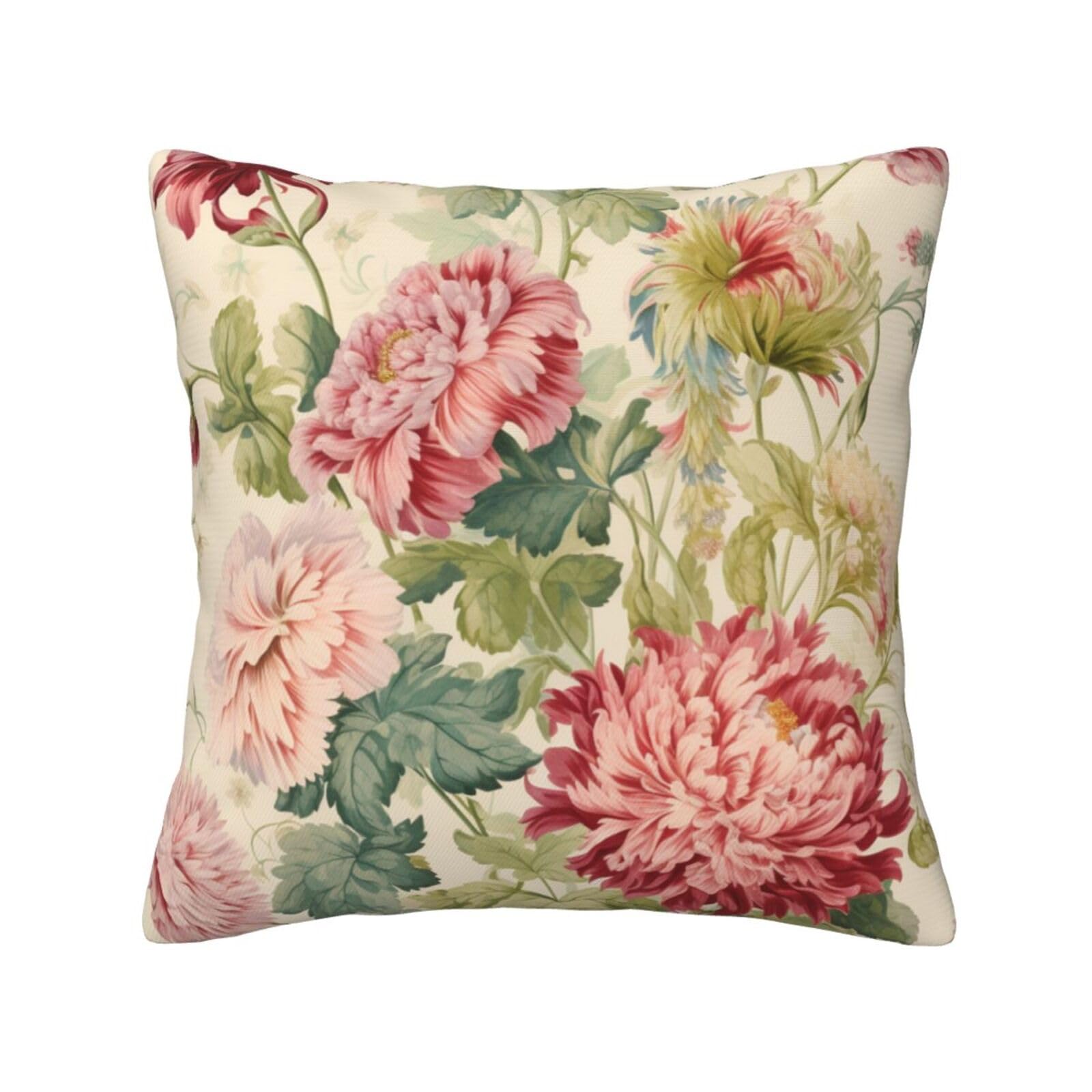 WSYKC Chinoiserie Floral Print Pillow Covers 18""X18"" Pillow Covers Farmhouse Pillowcase Home Decor Living Room House Decorative Cushion Case for