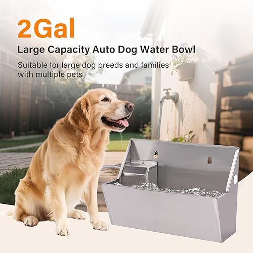 Miniatura 3 de PAUQEWIE - Dispensador automático de agua para perros de 2 galones de llenado automático, bebedero para ganado al aire libre, comedero para perros