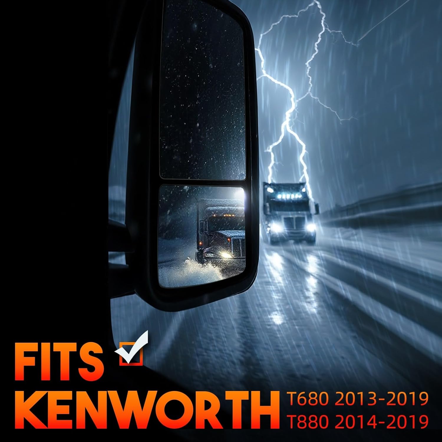 Lower Mirror Glass for Kenworth T680 T880, Lower Small Mirror Glass with Defrost Heated Replacement for Kenworth T680 T880 Driver Left Passenger Right Universal side