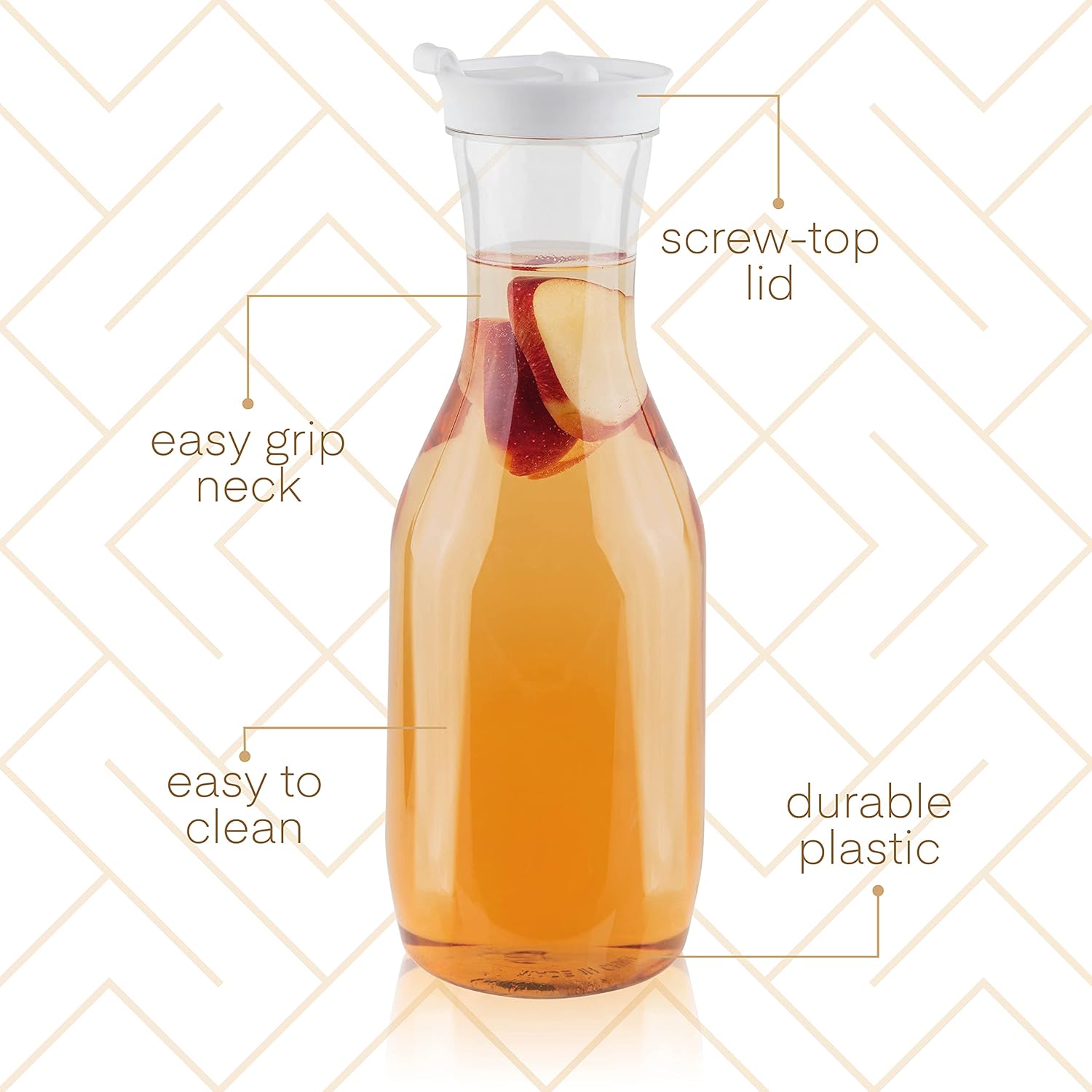 Clear Plastic Water Pitchers Carafes with Flip top White Lids 50 OZ Heavy Duty Beverage Pitcher Jug for Juice or iced Coffee Great for Mimosa bar Restuarants ot Schools Pack of 6