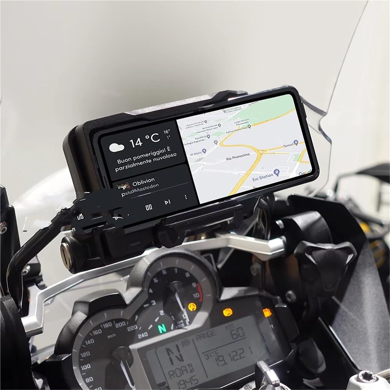 Moto Supporto Per Staffa Di Navigazione Per BMW Per R1300GS Per R1300 GS Per R 1300 GS Per R1300gs Supporto Telefono Moto Caricabatterie Wireless USB Ricarica Rapida(Wireless- Black Line)