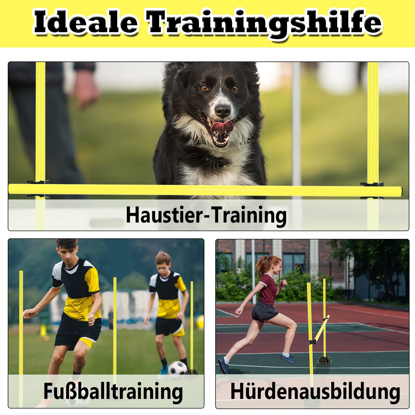Set di ostacoli multifunzionali, per allenamento condizionale, rimbalzo, dribbling e mobilità, colore: giallo