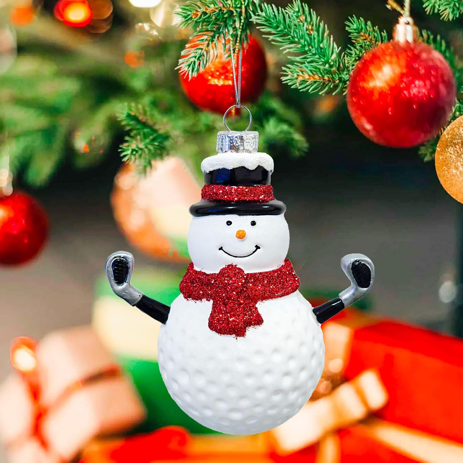Golf Snowman Ornament Glass Golf Ornaments for Christmas Tree, Xmas Hanging Decor Tradition Blown Glass Keepsake Gifts - Image 5