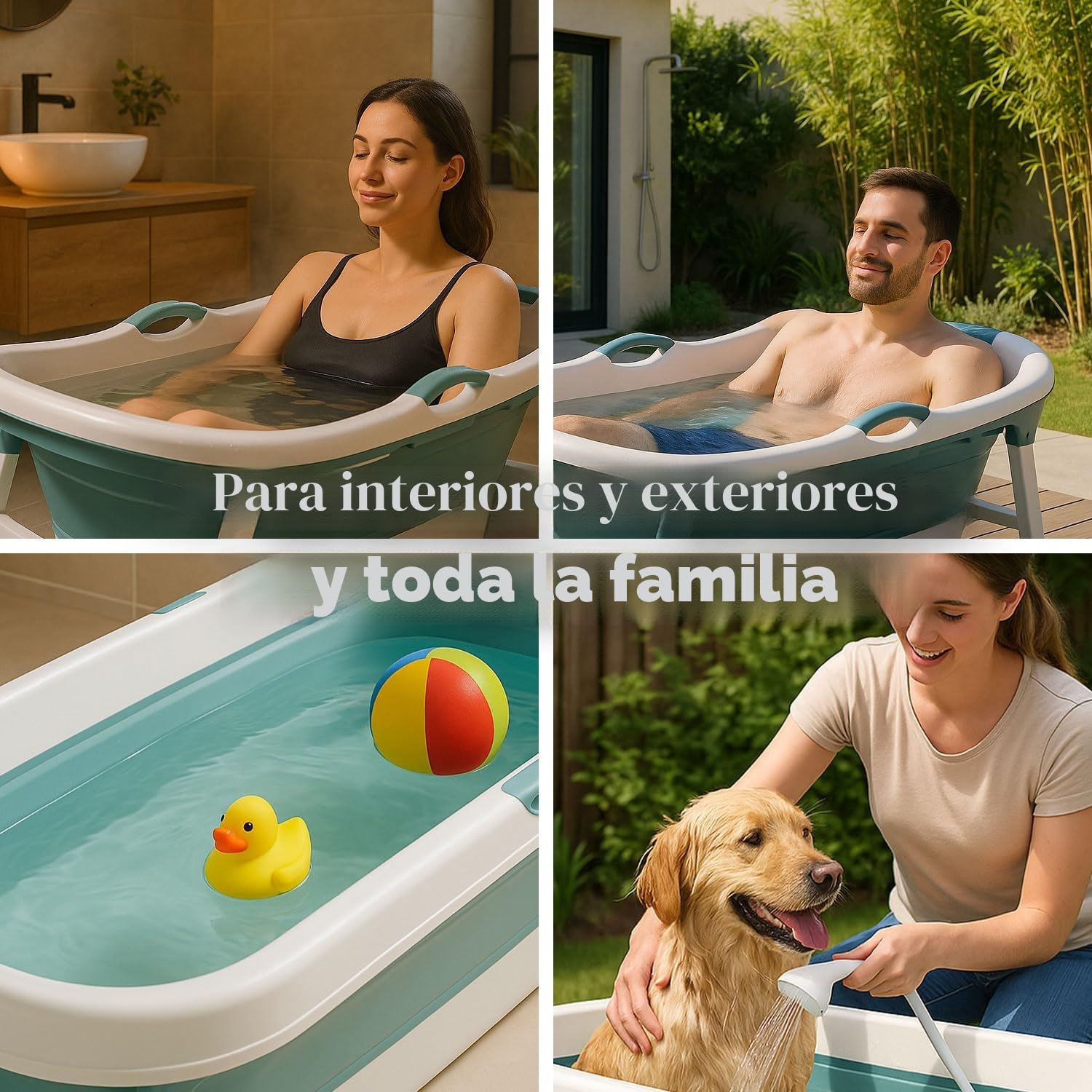 FLINQ Bañera plegable para adultos - 121 x 63 x 54 cm - Bañera móvil plegable - También adecuada para niños - Azul