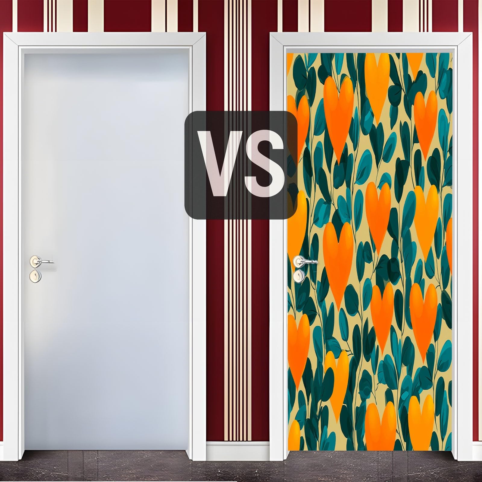 Tradycyjna naklejka na drzwi w stylu retro, romantyczna tapeta na drzwi dla dzieci, do sypialni, 95 x 215 cm (szer. x wys.)
