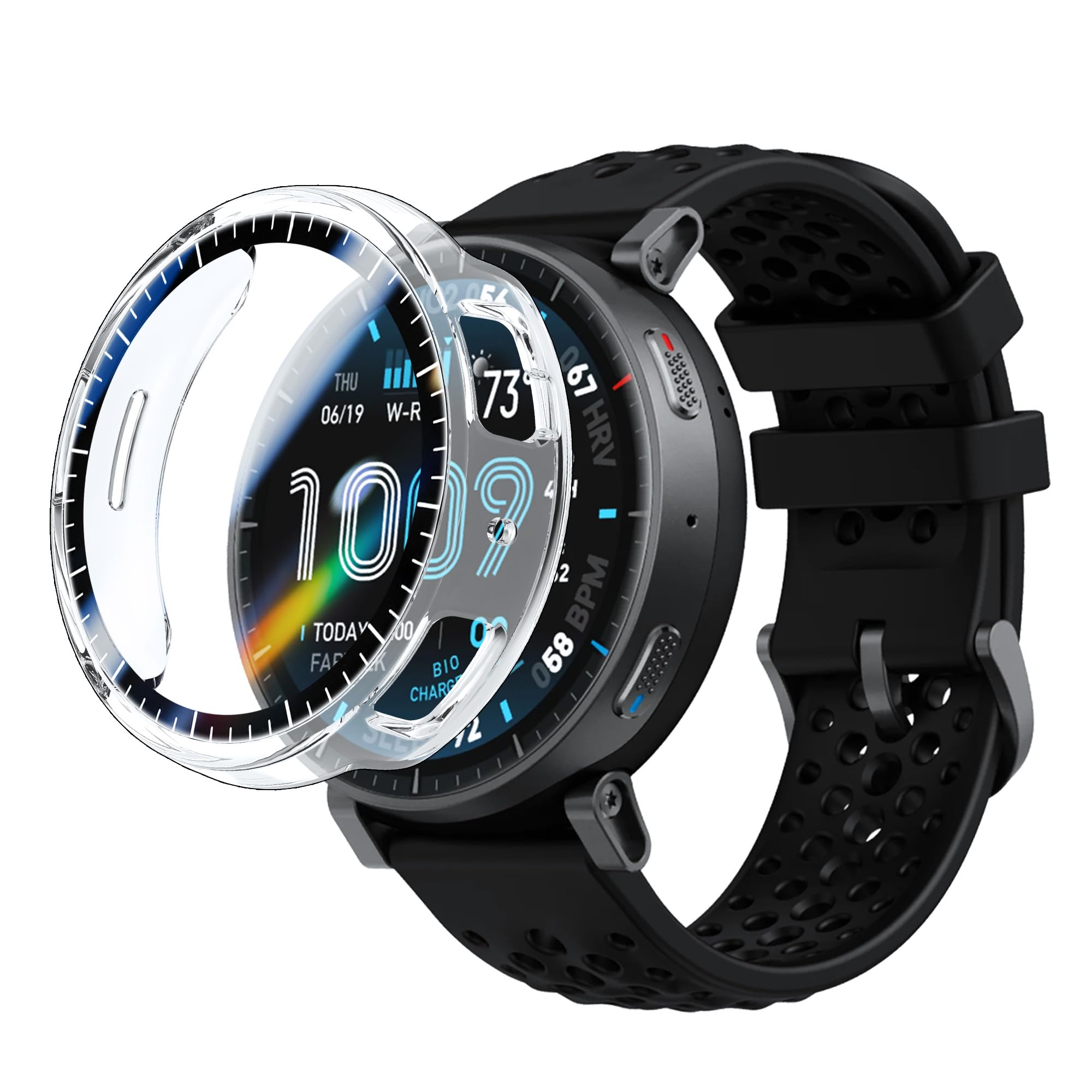 Funda para Amazfit Active MAX y Xiaomi Redmi Watch 6 con Protector de Pantalla, PC Dura 360° Protectora Ultrafina Antiarañazos Antipolvo - Transparente