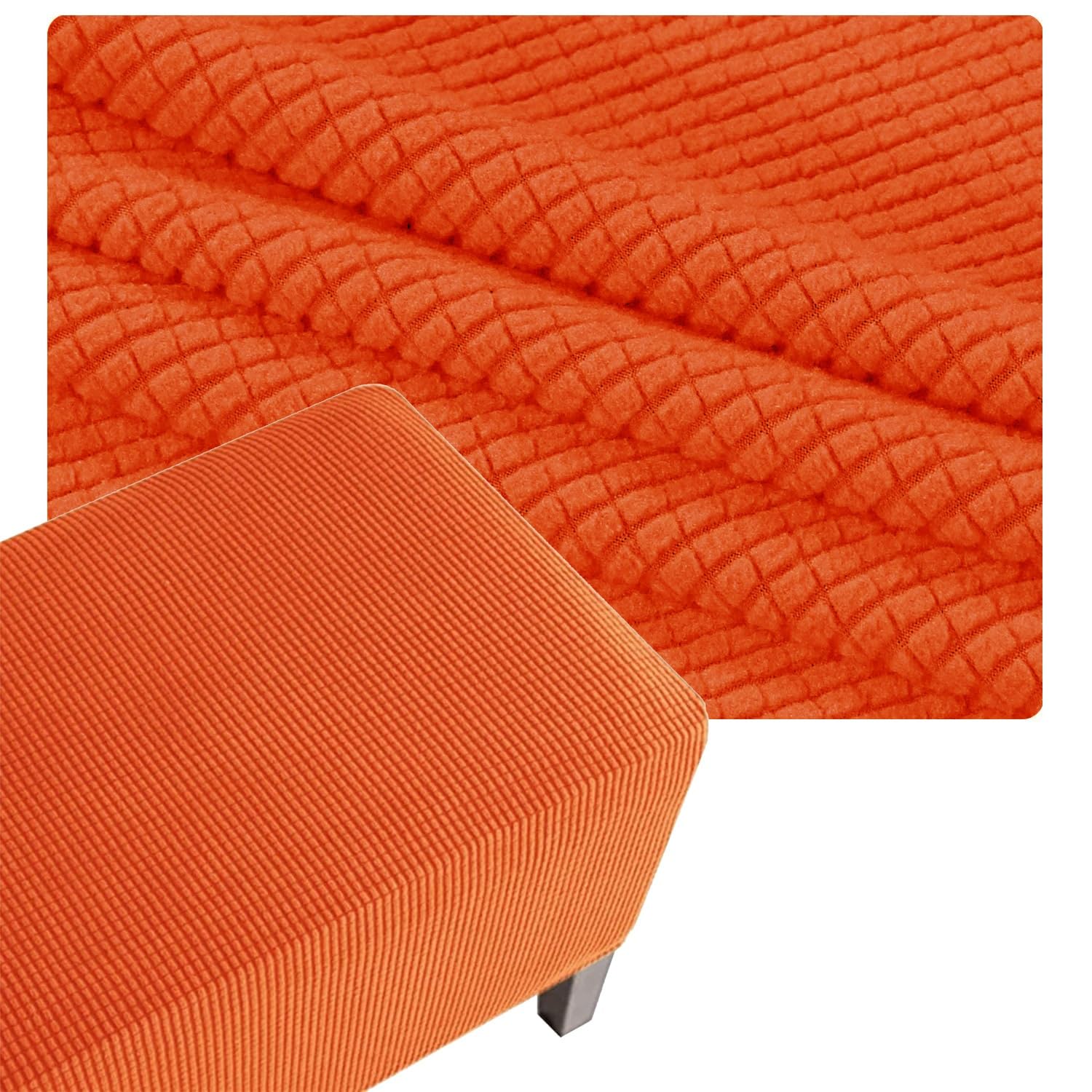 QOEUIUJ Stretch Ottoman Cover Square 36x36 30x30 24x24 26x26 20x20 Hassock Covers Pouf Slipcovers Stool Protector with Elastic Bottom Removable Washable(Orange,22x22in/55x55cm)