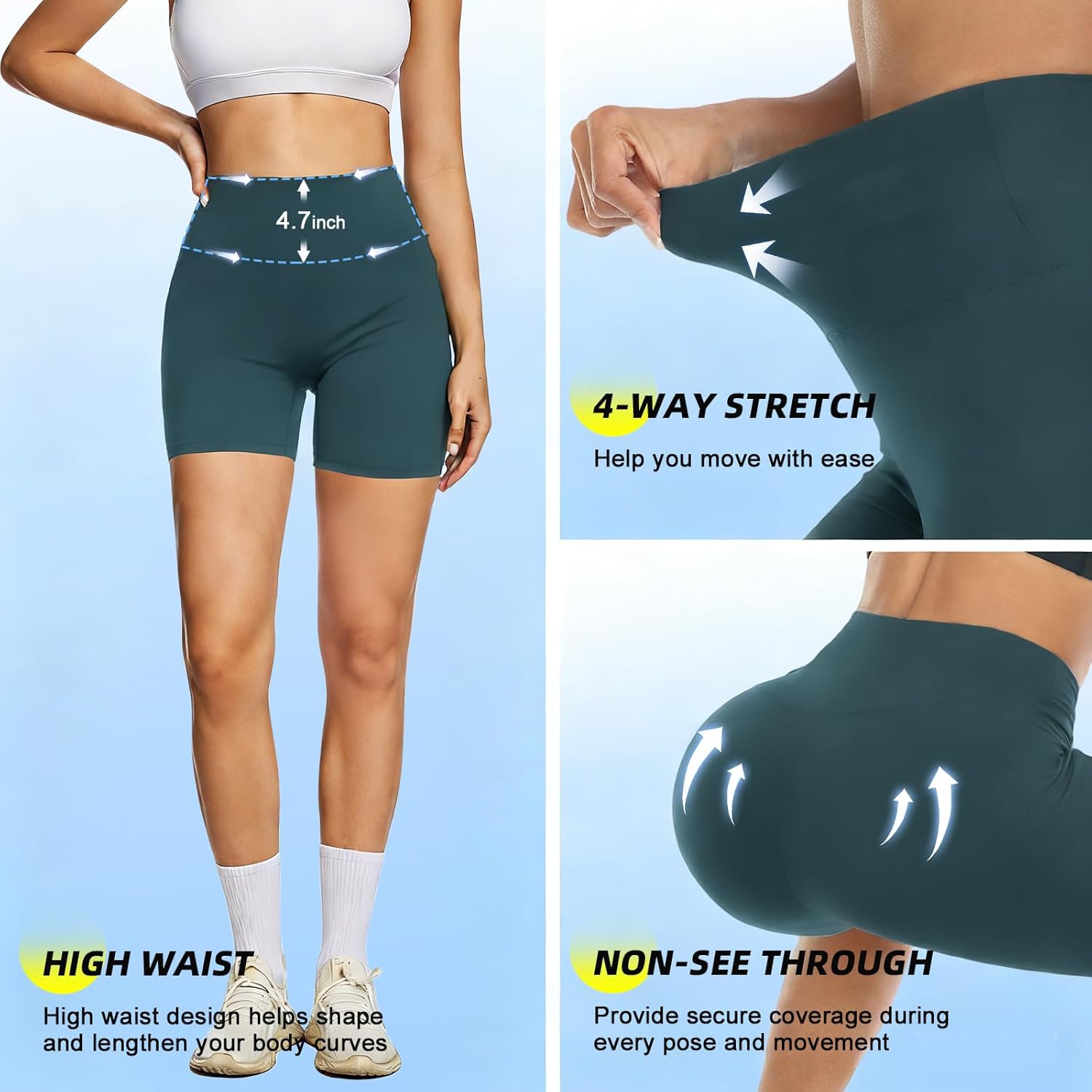 FULLSOFT High Waisted Biker Shorts for Women-5" Tummy Control Fitness Athletic Workout Running Yoga Gym Shorts thumbnail