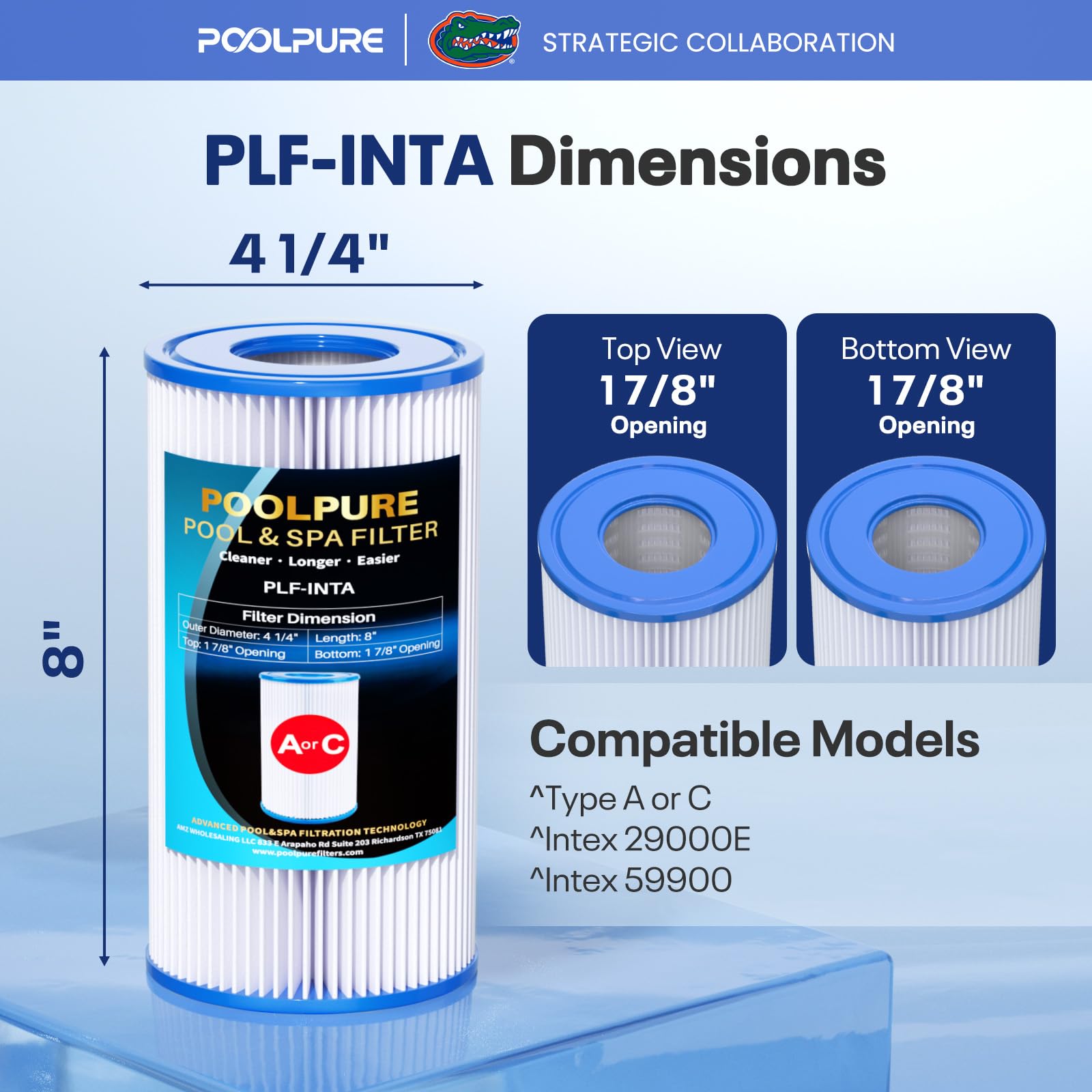 POOLPURE Filtr zastępczy do typu A lub C, kompatybilny z Intex 29000E/59900E, łatwy zestaw filtrów basenowych, letnich ucieczek lub letnich fal nad basenami ziemnymi, 12 sztuk