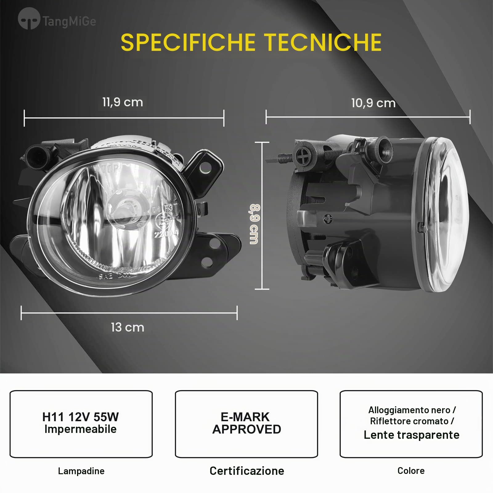 TangMiGe Fendinebbia compatibile con Mercedes Benz W169 W245 W204 S204 C219 W212 S212 C207 A207 X164 X156 X204 W164 W221 C216, SMART Fortwo 451 (Chiaro)