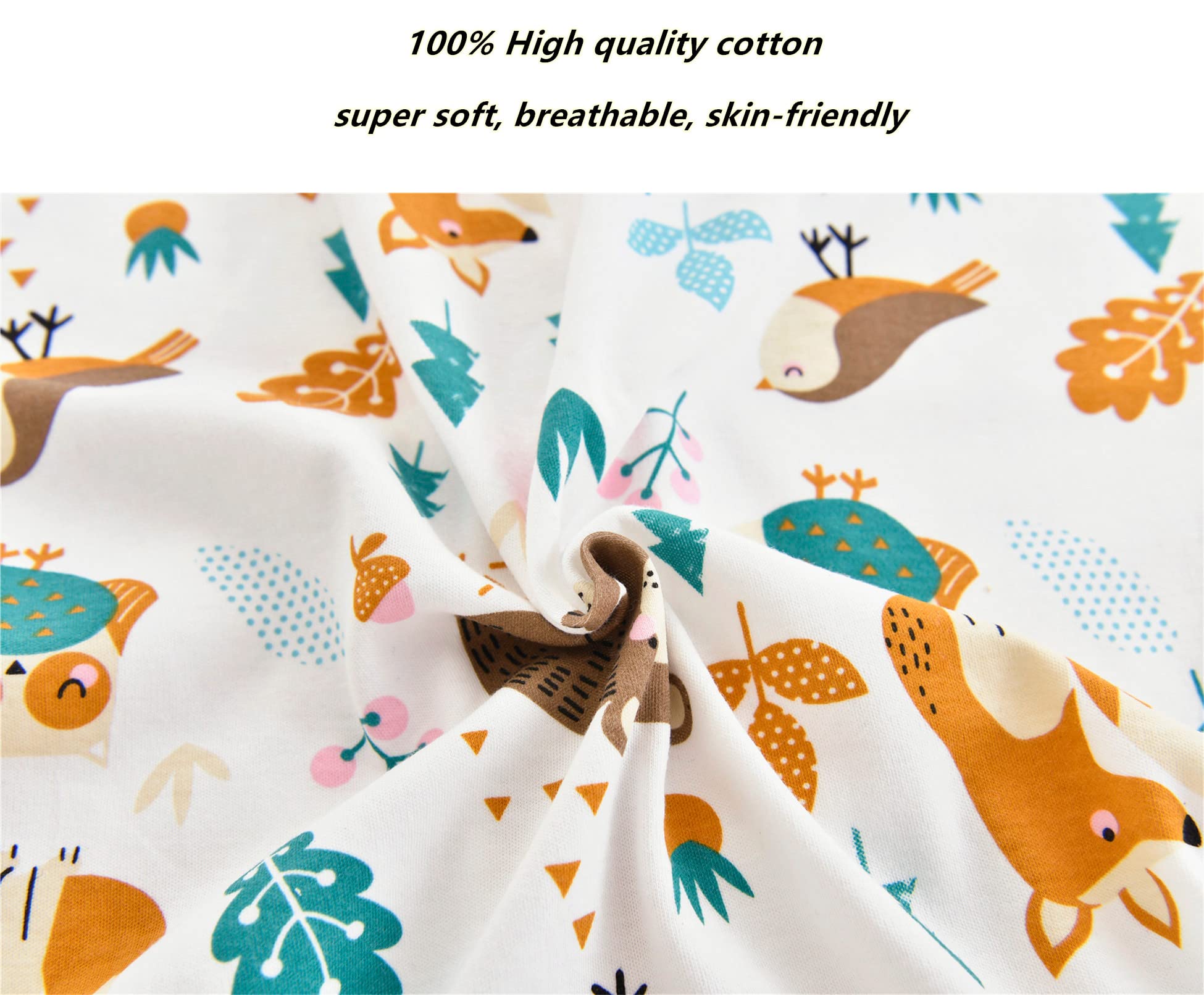 Chilsuessy - Confezione da 2 pezzi, sacco nanna estivo con piedi, 0,5 Tog, 100% cotone, per bambini e bambine, motivo animali della foresta, 100 cm (1 confezione)