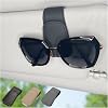Soporte magnético de cuero para gafas de sol para auto, clip para visera (negro) | Se adapta a diferentes tamaños de gafas, sujeta de forma segura las gafas de sol en la visera del auto, accesorios interiores 1