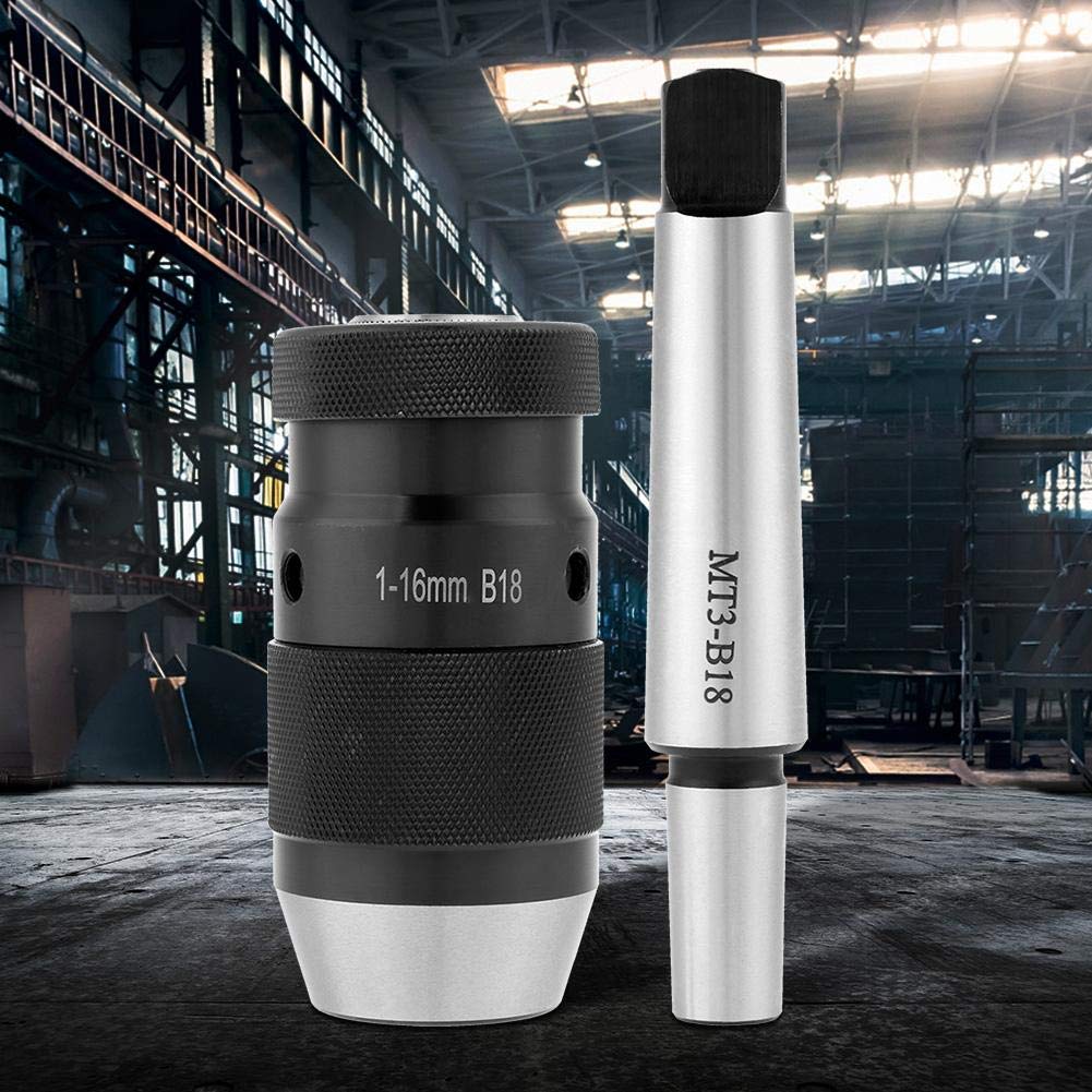Mandrino Autoserrante Professionale MT3-B18, Conico con Perno MT2-JT3, Capacità 1-16mm per Trapano, Sistema Autofrenante