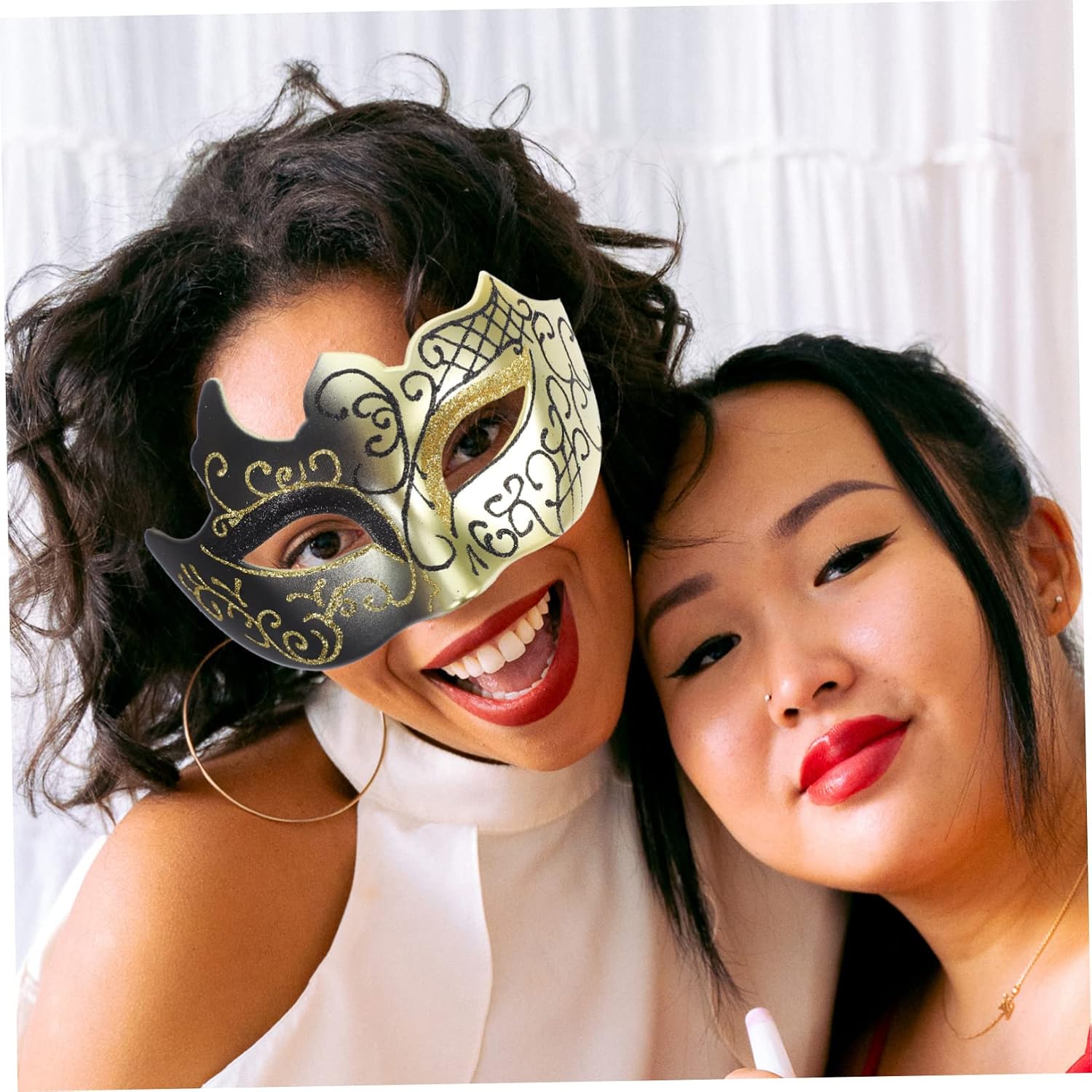 BESTYASH Half Face Flame Mask Costumes Decorative Masks for Women Face Masks Skincare New Year Party Masks Dance