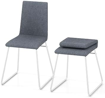 GIANTEX Juego de 2 Sillas de Comedor con Respaldo Plegable, Sillas de Cocina Tapizadas con Asiento Acolchado, Marco de Metal, Diseño Ahorra Espacio, 47 x 52 x 88 cm