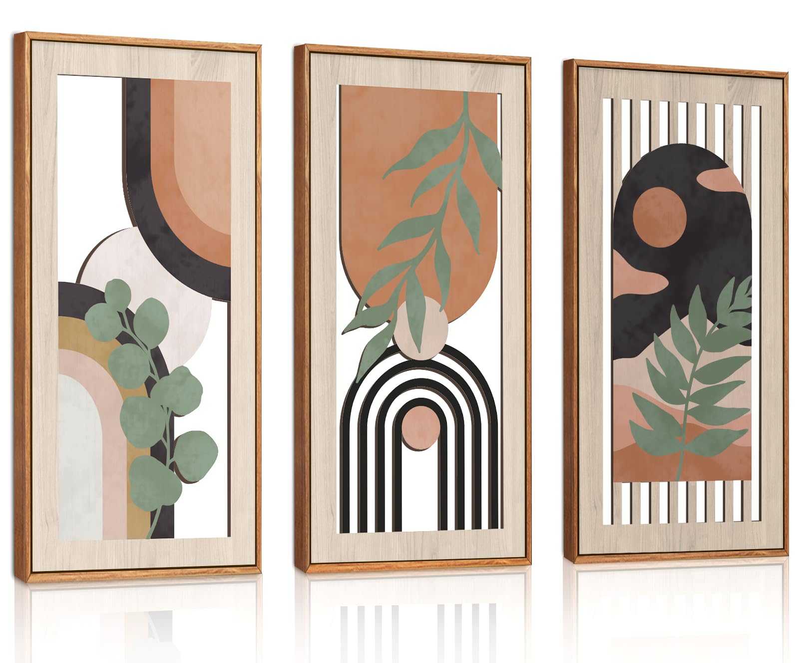 HPNIUB 3PCS Geometric Abstract Plant Wall Art Minimalist Wall Decor 20x40cm — image 1