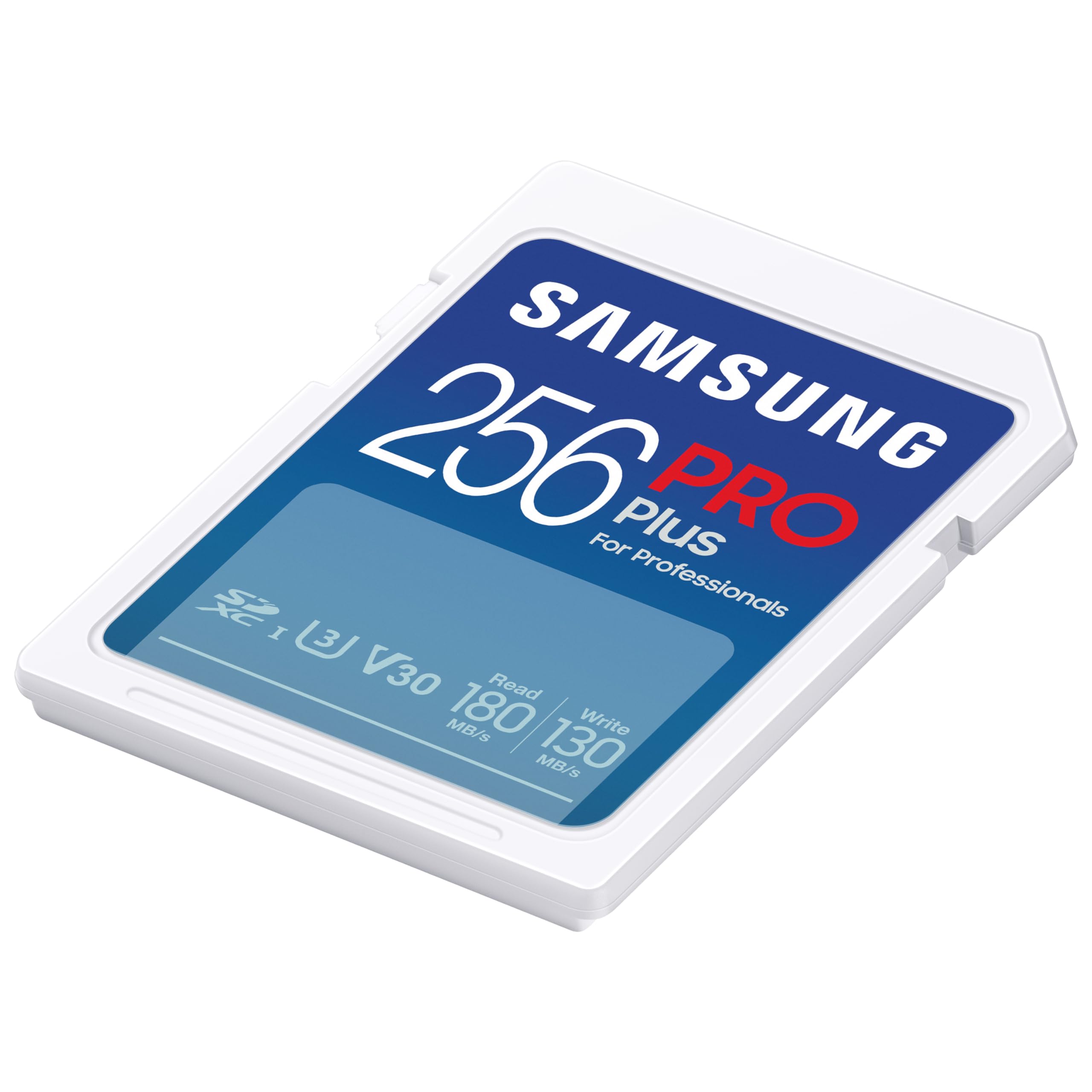 Samsung PRO Plus Carte mémoire SD (MB-SD256S/EU), 256 Go, UHS-I U3, Full HD et 4K UHD, 180 Mo/s en Lecture et 130 Mo/s en écriture