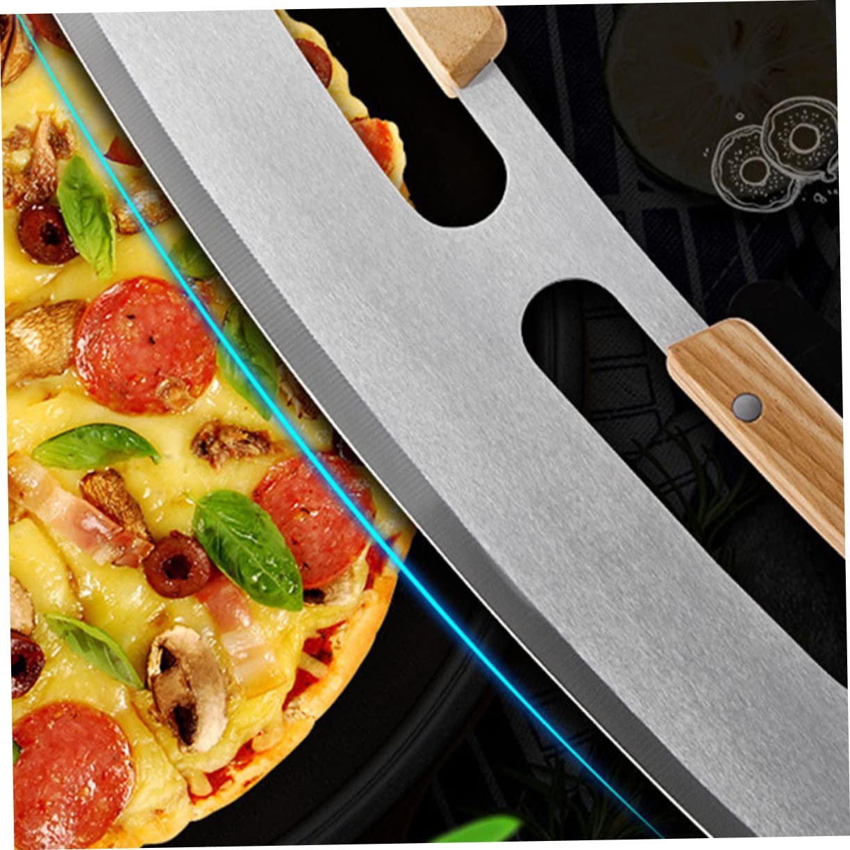 Ciieeo 1PC Double Handle Stainless Steel Pizza Cutter Efficient Slicing Tool for Pizza Vegetables Rocking Design with Comfortable to Clean Use