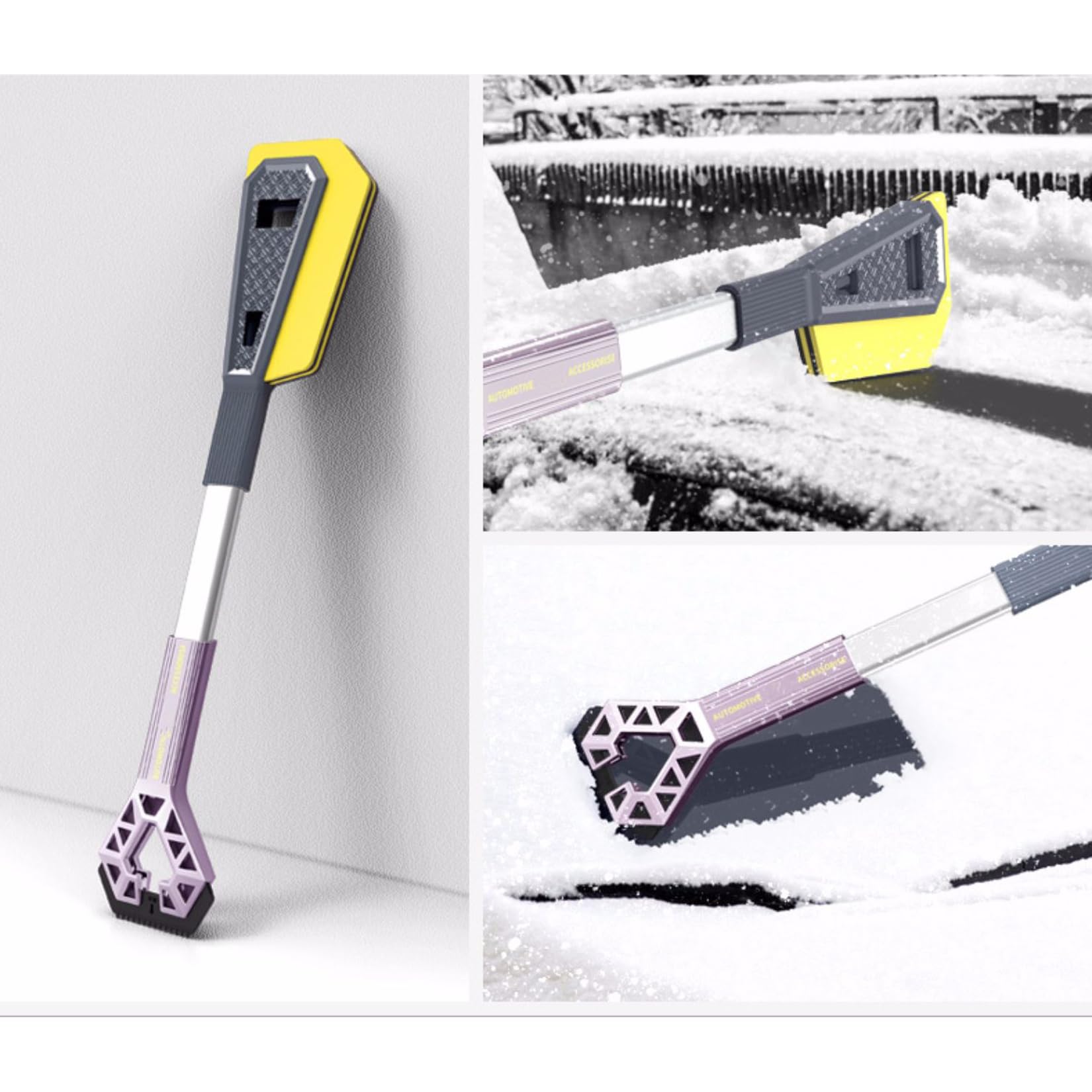 YUHANG Grattoir à Glace Détachable Multifonctionnel,Brosse à Neige sans Poils,Alliage d'Aluminium avec Poignée Antidérapante pour Gratter la Neige,la Glace,Le Dégel et l'eau,67 cm