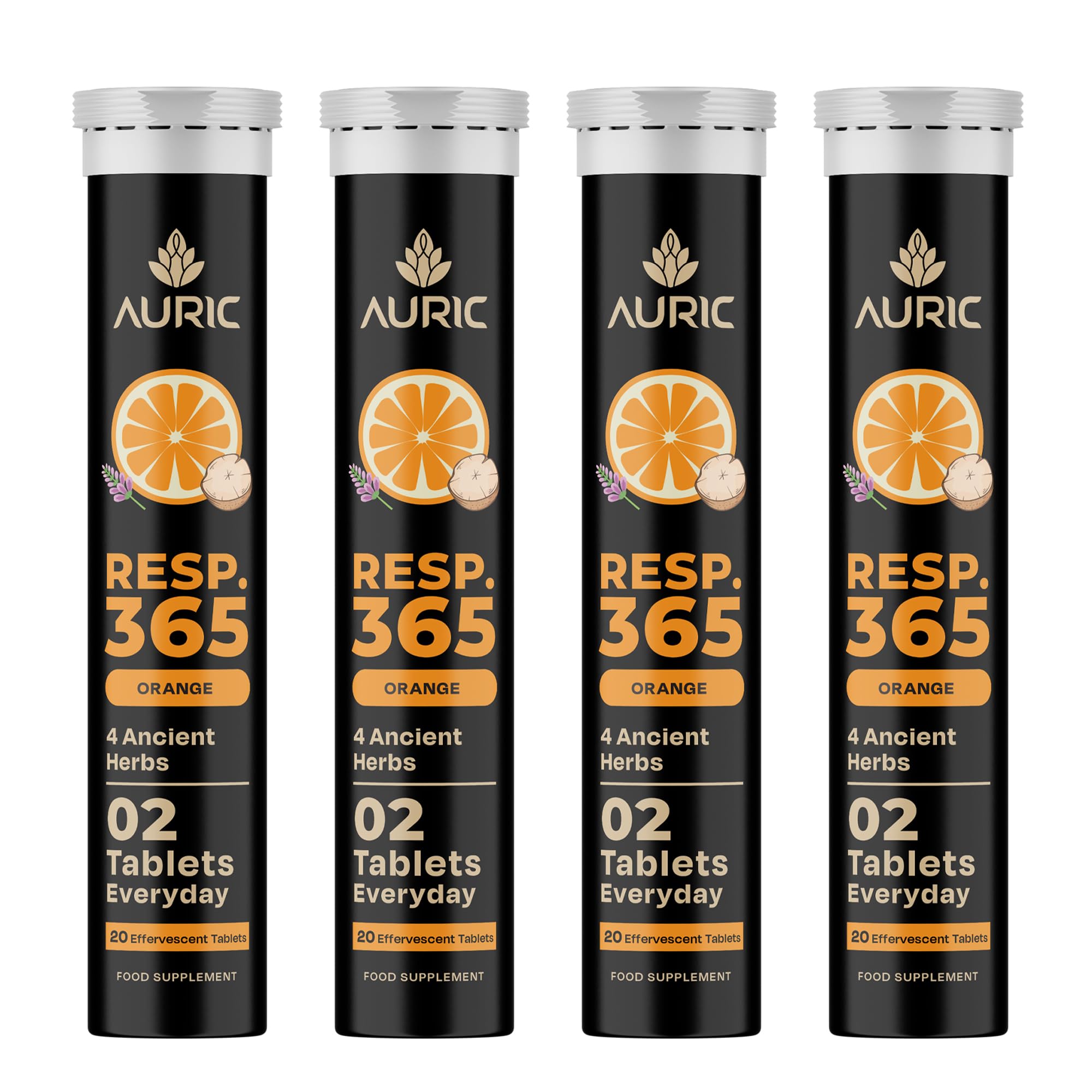 Auric Resp 365 Supplement 80 Tablets Natural Lung Cleanse & Detox with NAC (N-Acetyl L-Cysteine), Pushkarmool, Piper Longum & Licorice Extract