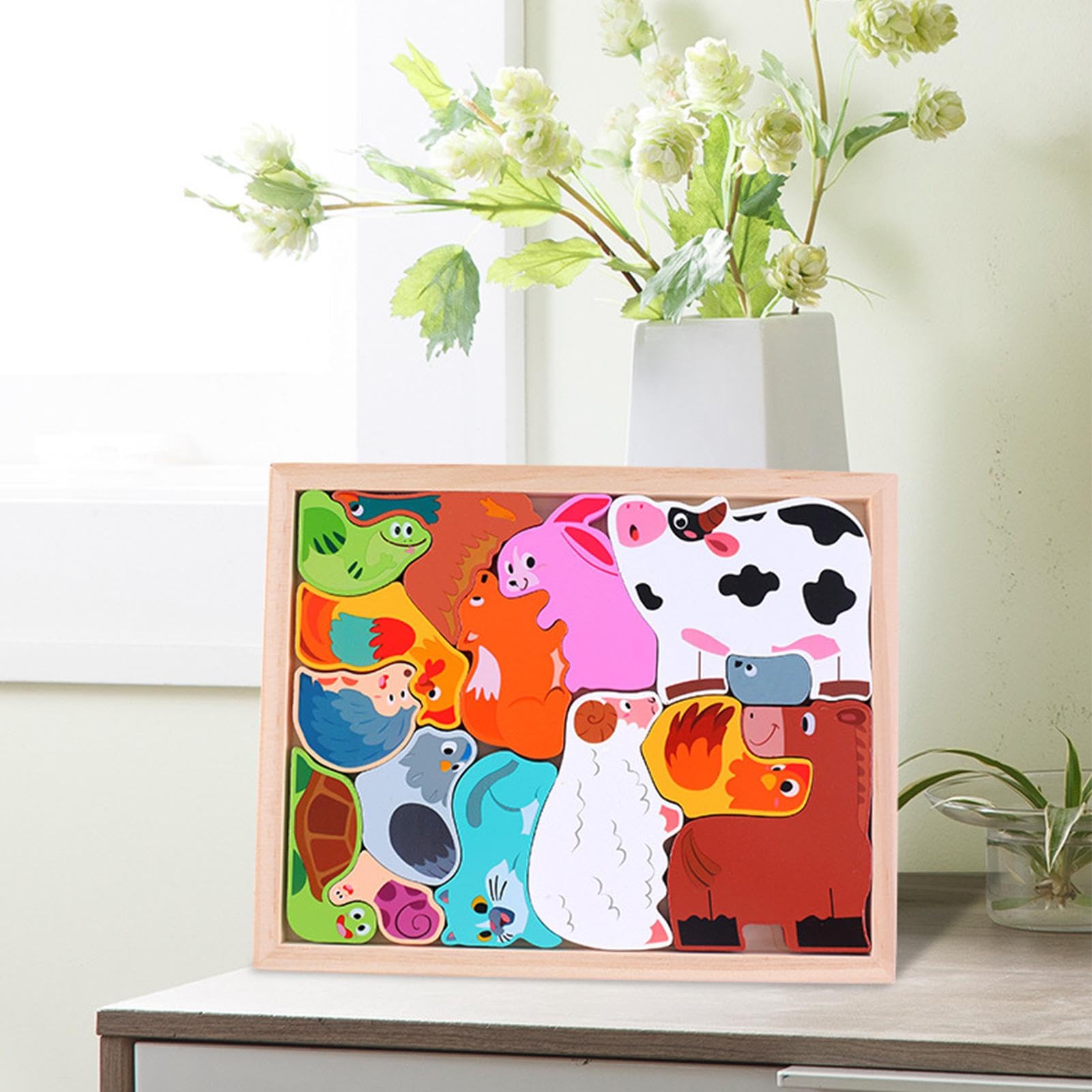 Amazon.co.jp: 木製ジグソーパズルセット - 就学前向けのカラフルな