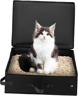 HEMOTON Portable Cat Litter Box with Lid Travel Friendly Capacity Durable Oxford for Cats Kittens for and Space Saving Storage