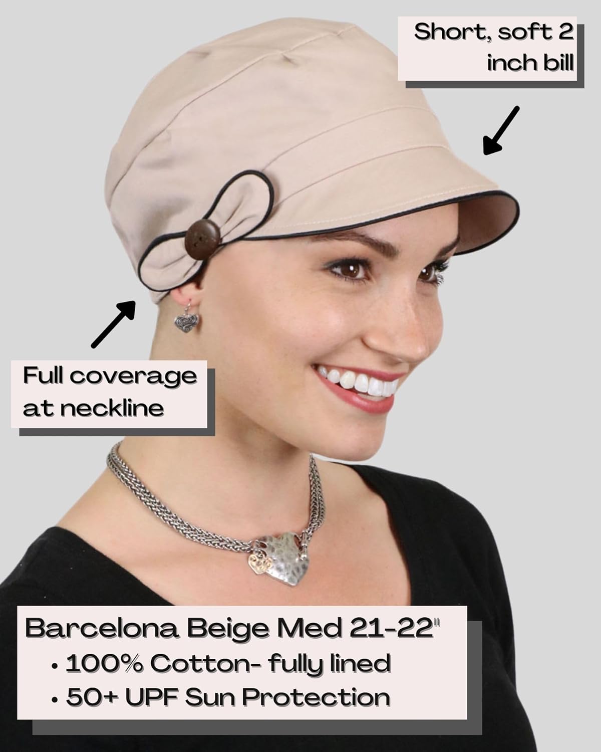 Hats Scarves & More Chemo Cap Women Newsboy Hat Summer 50+ Sun Protection Barcelona - Image 2