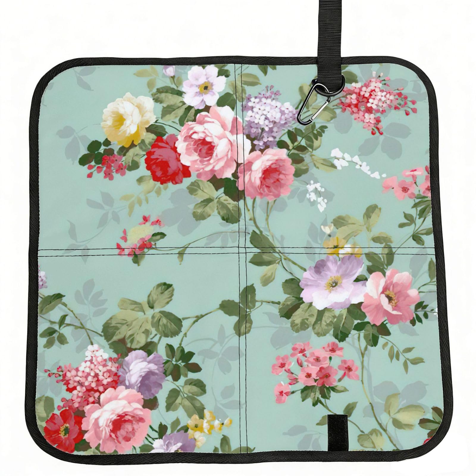 eeprty Peony Printed Portable Seat Cushion Strap, Foldable Pad for Stadium Bleachers Hiking Travel