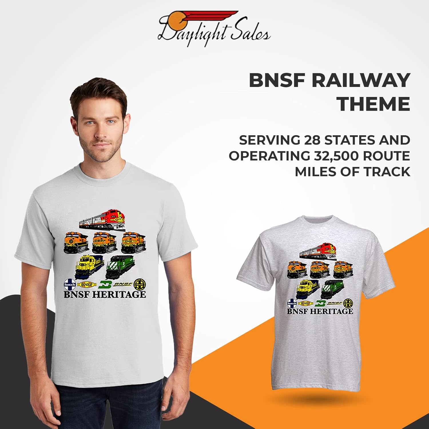Daylight Sales BNSF Heritage Authentic Railroad T-Shirt Tee Shirt [14] - Image 3