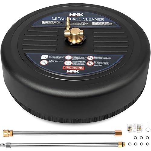 WMK 13" Pressure Washer Surface Cleaner, Power Washer Surface Cleaner, Power Washer Attachments with 2 Extension Wand & Anti-Clogging Cleaning Tools, 2500PSI