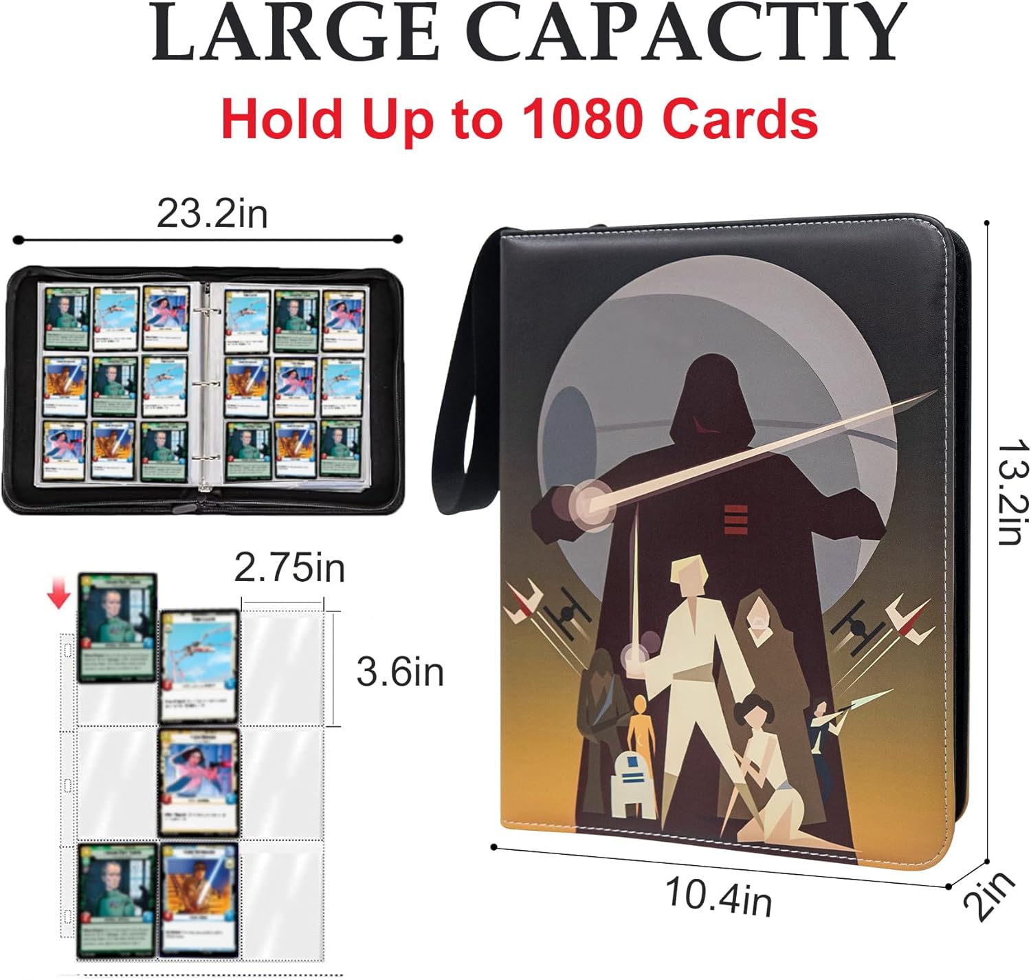 Card Binder for Star Wars Trading Cards,9 Pocket with 60 Sleeves up to 1080 Cards,Waterproof Card Storage Book,Star Wars Cards Display Case