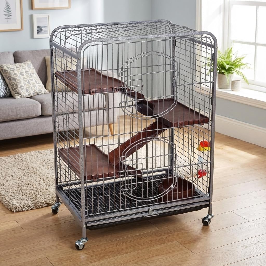 Suinga Jaula para Roedores con Ruedas para Hámster, Hábitar para Hámster, Jaula de Viaje, 64x43x92 cm - Jaula de Hamster